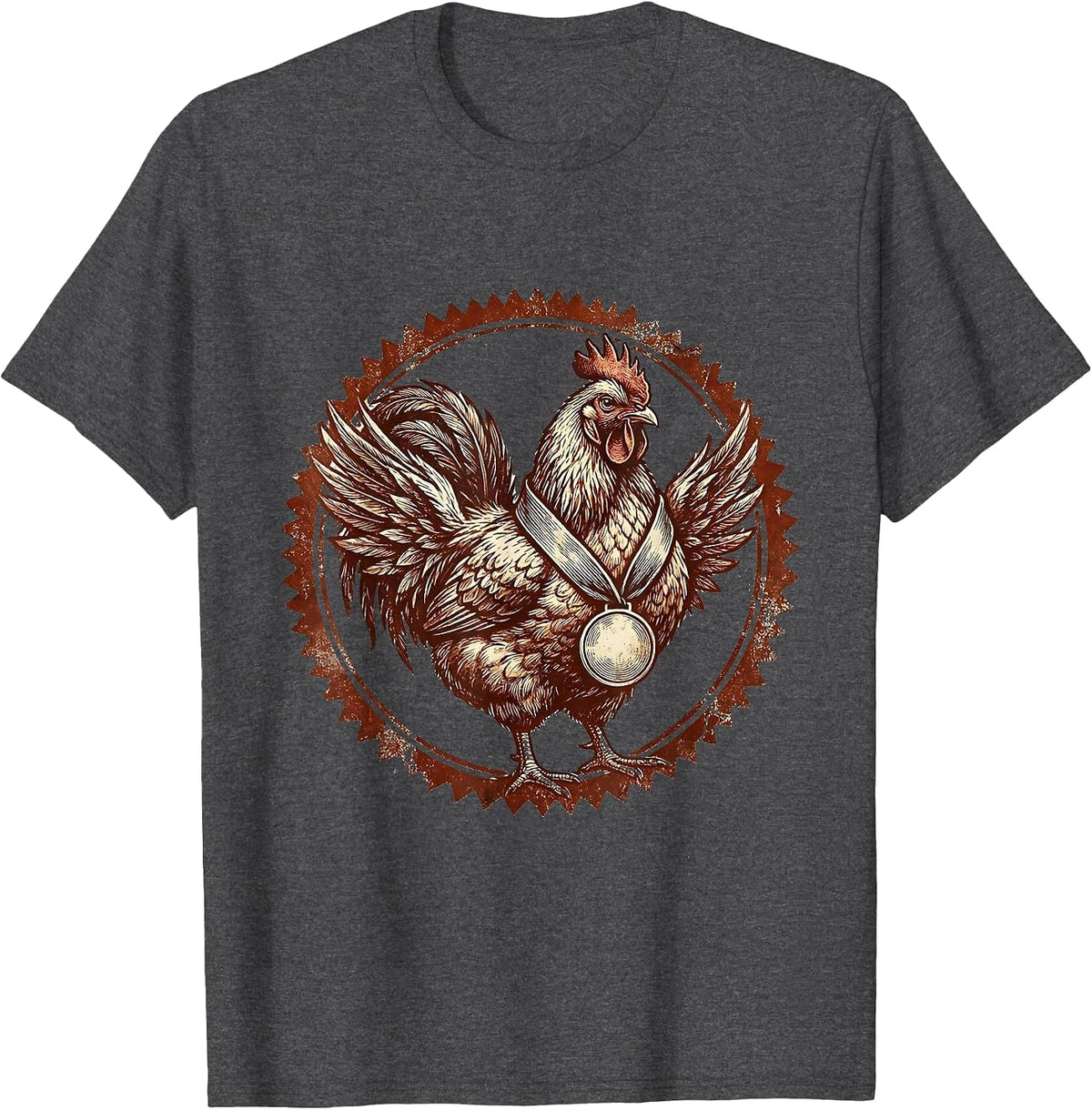 Champion Hen Gold Medal Winner Graphic T-Shirt - Dark Heather Grey