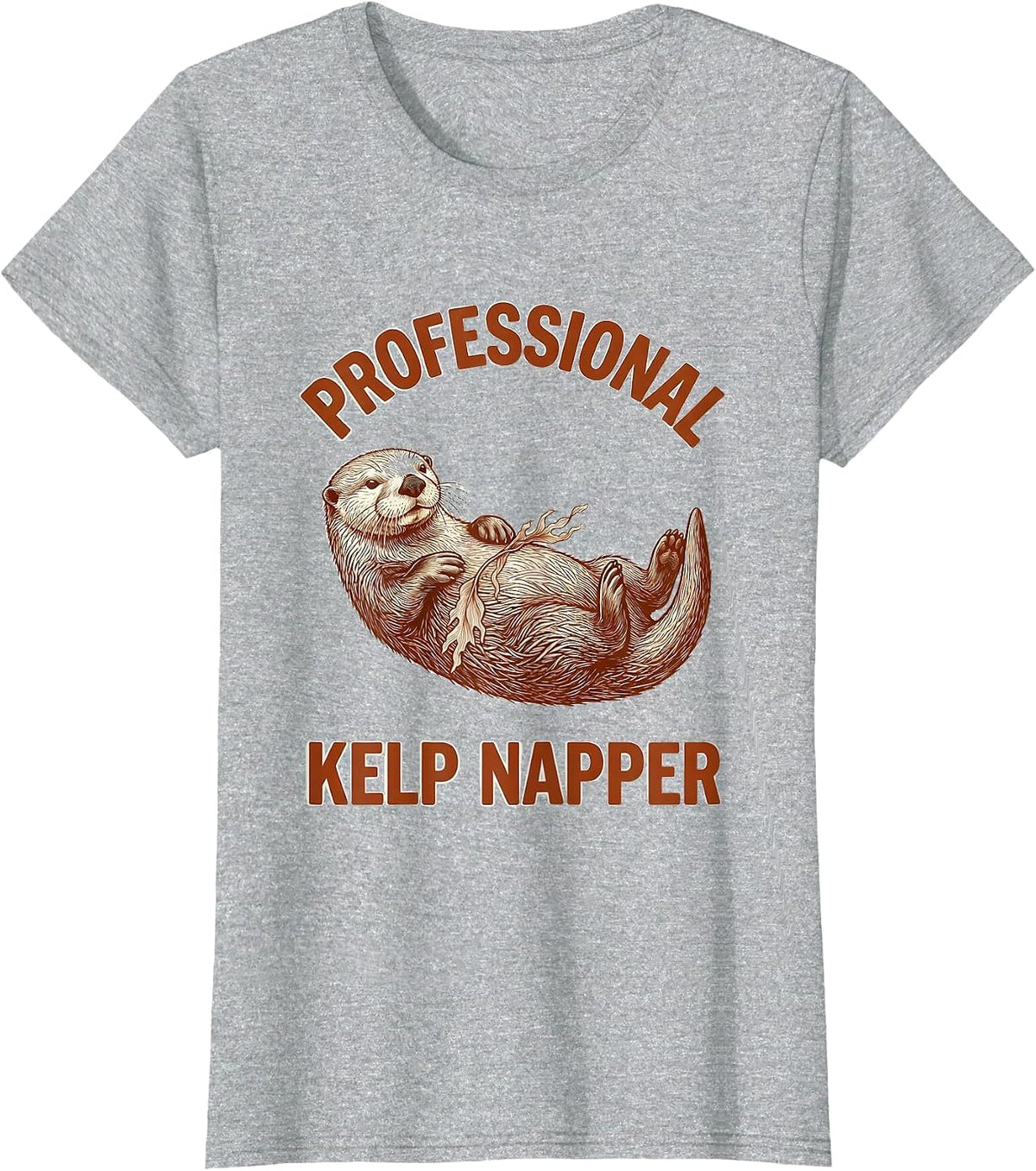 Professional Kelp Napper Sea Otter Design T-Shirt - Heather Grey