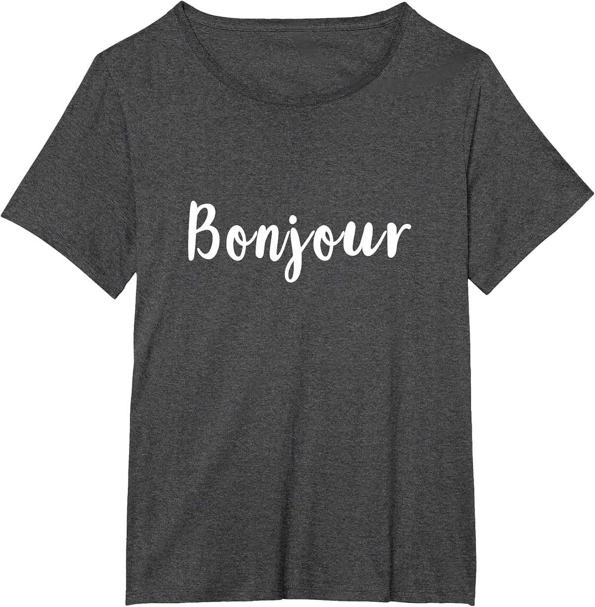 Bonjour Hello French Proverb Graphic Design T-Shirt - Dark Heather Grey
