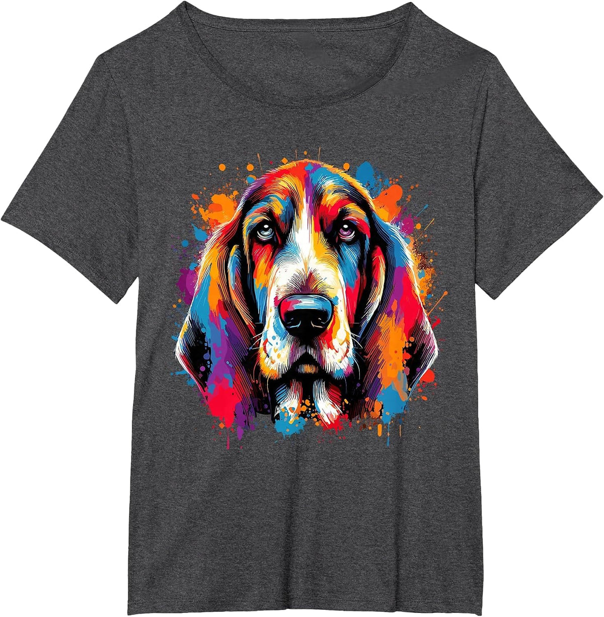 Basset Hound Splash Art T-Shirt - Dark Heather Grey