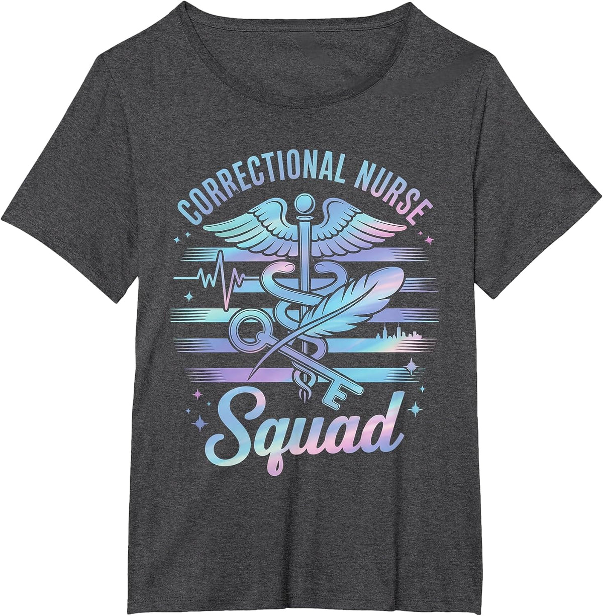 Correctional Nurse American Flag Corrections Nursing Squad T-Shirt - Dark Heather Grey