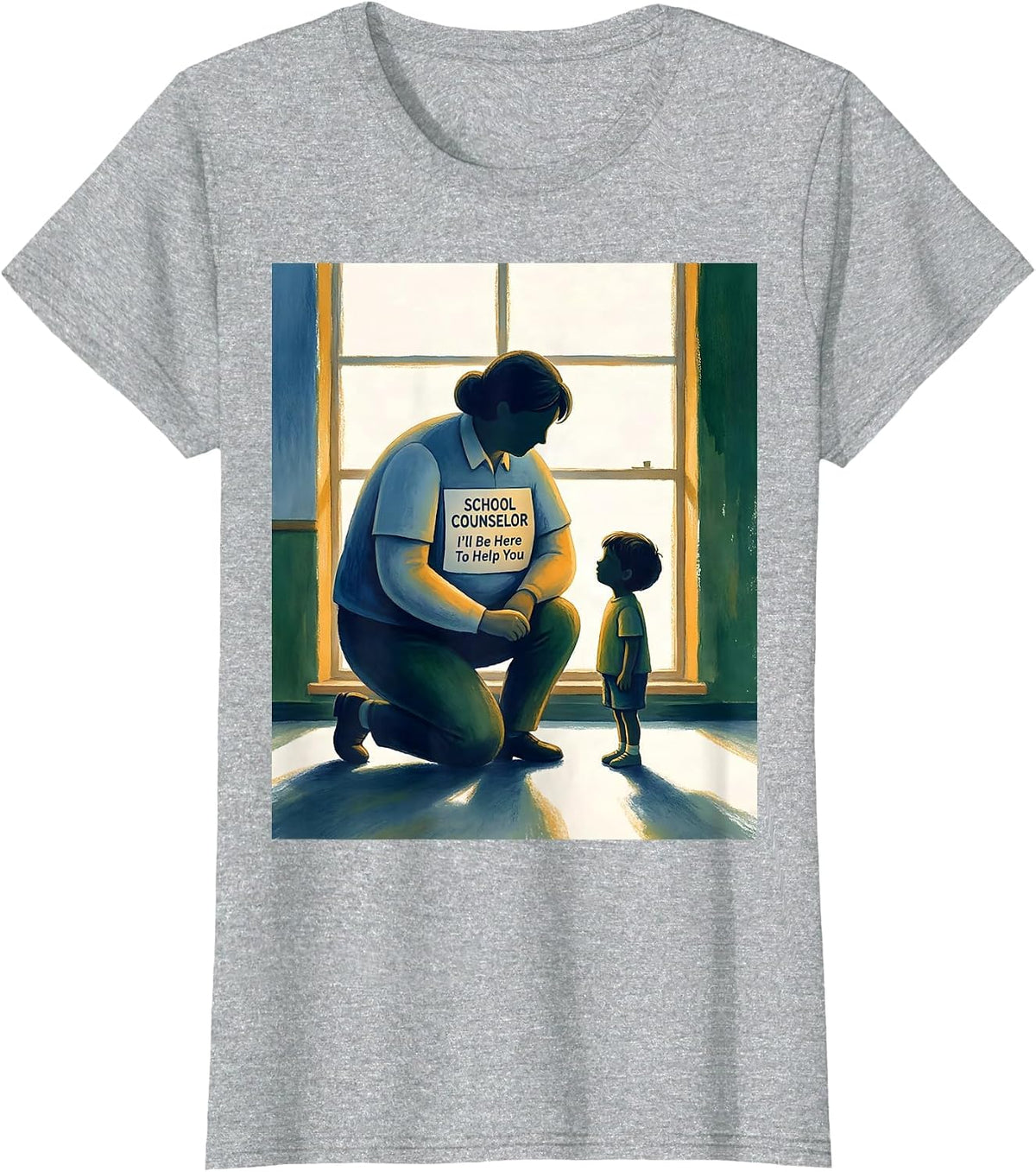 Women's School Counselor I’ll Be Here To Help You Funny T-Shirt - Heather Grey