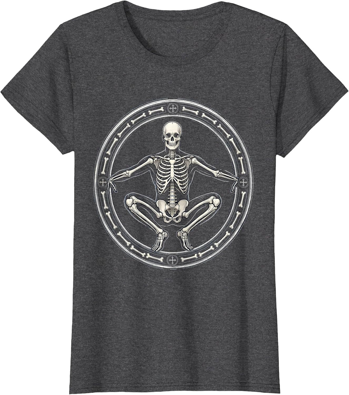 Women's Skeleton Deep Squat Physical Therapy Graphic T-Shirt - Dark Heather Grey