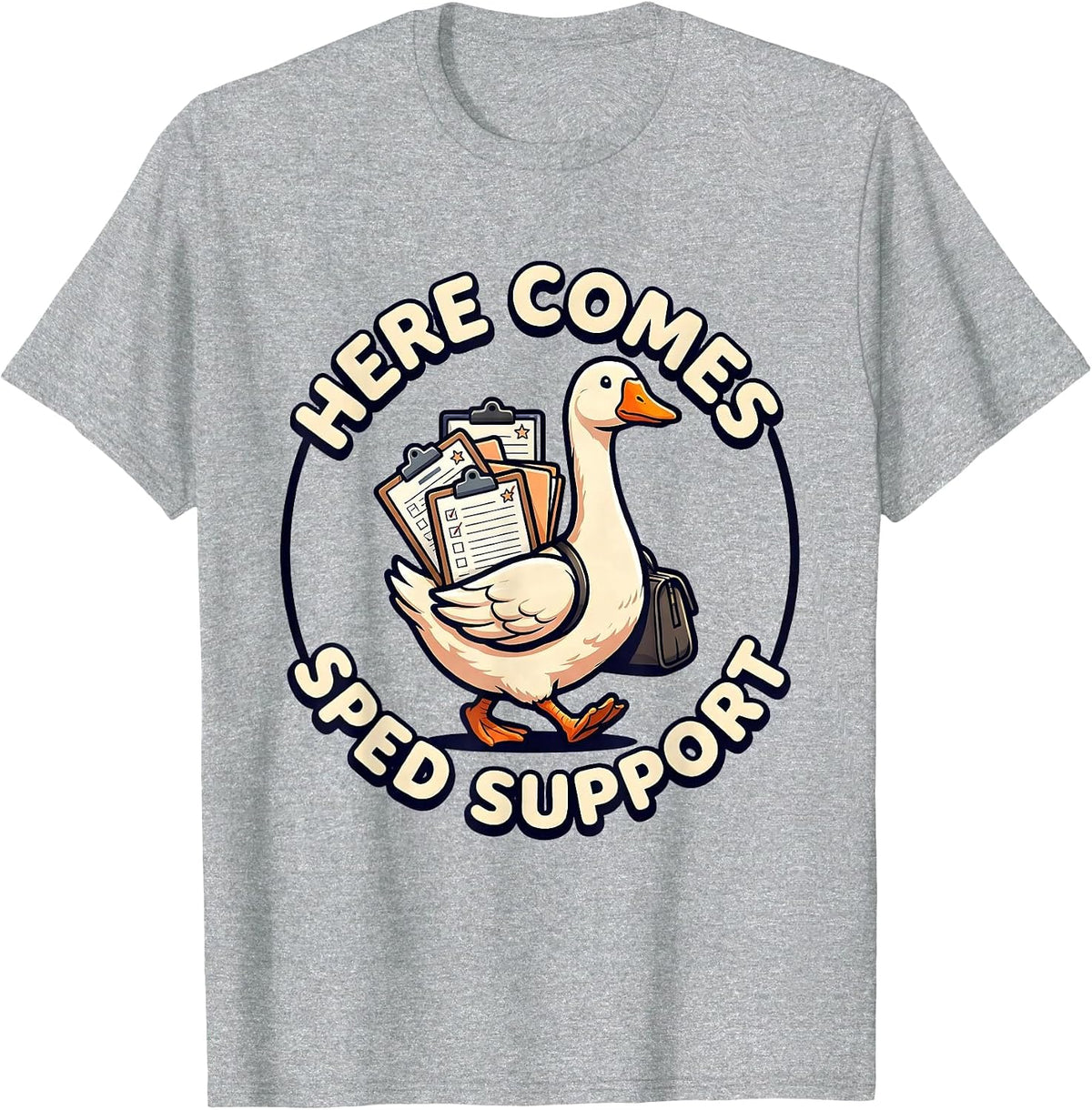 Men's Here Comes SPED Support Cute Kawaii Funny SPED Teacher T-Shirt - Heather Grey