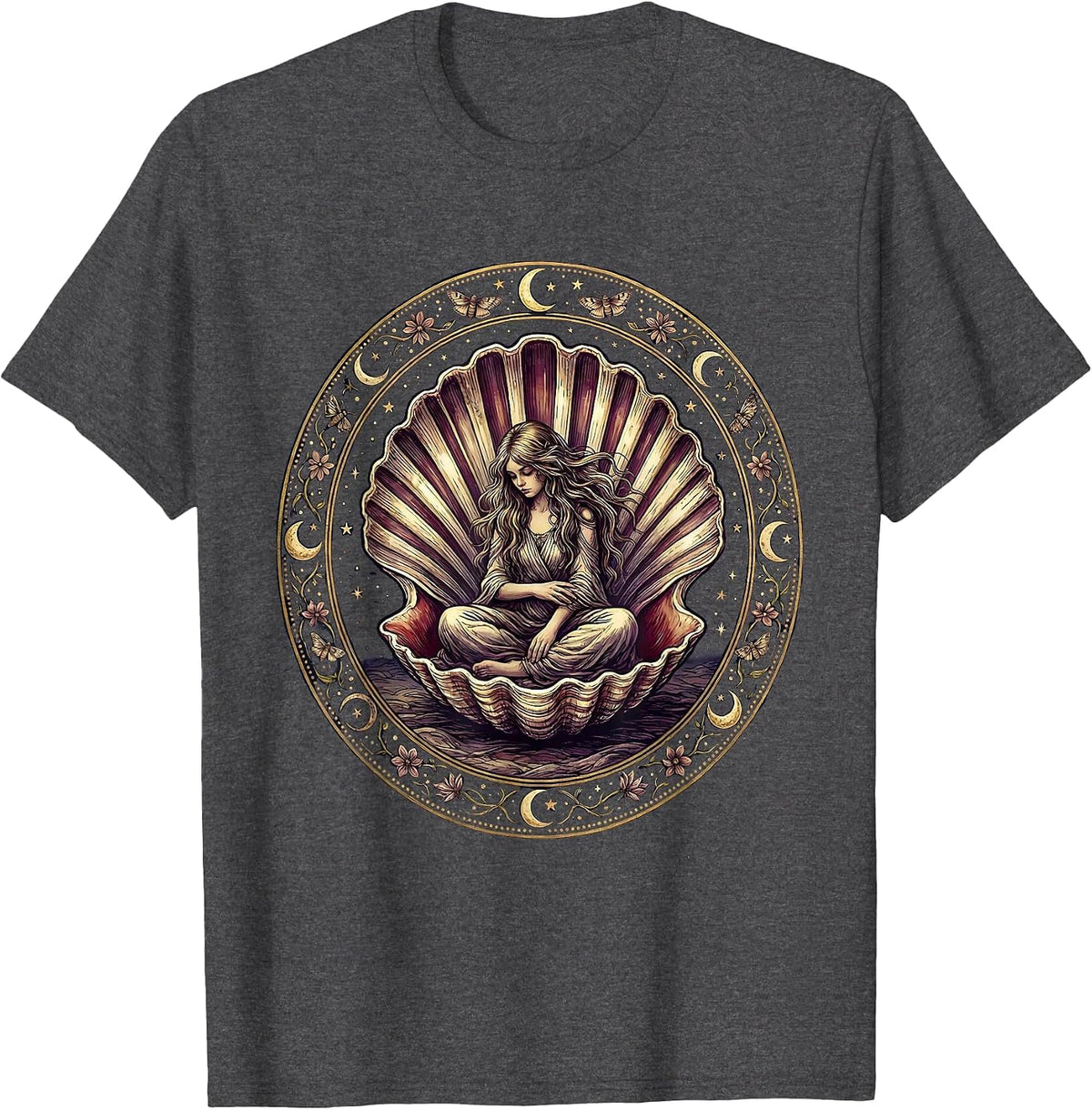 Autism Awareness Girl in Seashell Graphic Design T-Shirt - Dark Heather Grey