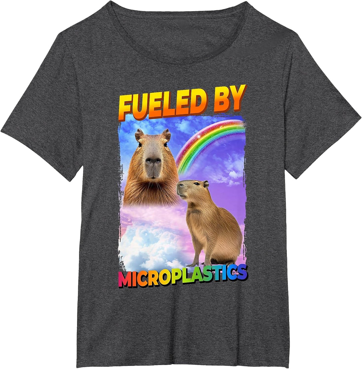 Fueled By Microplastics Capybara T-Shirt - Dark Heather Grey