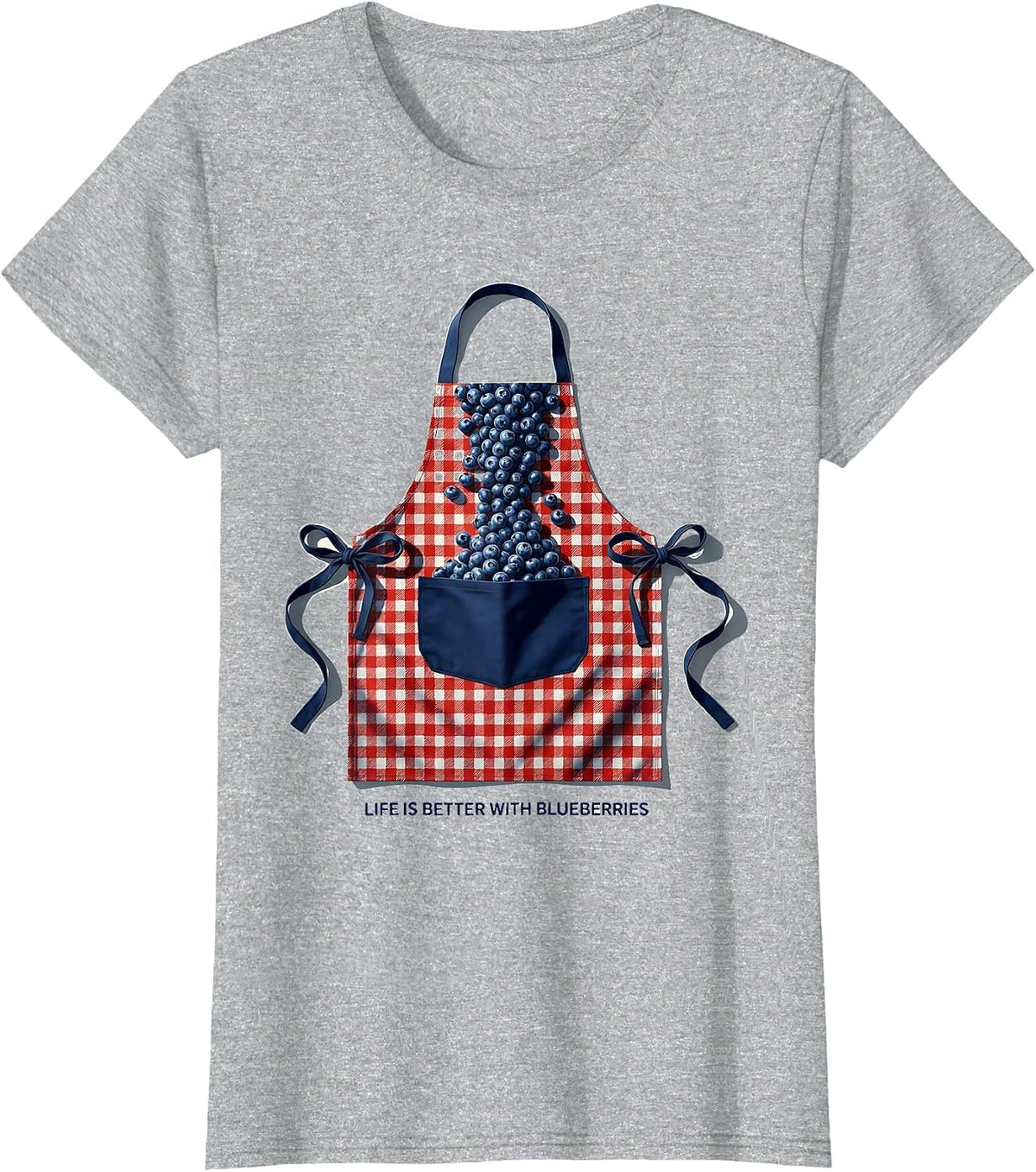 Life Is Better With Blueberries Red White Blue Design T-Shirt - Heather Grey
