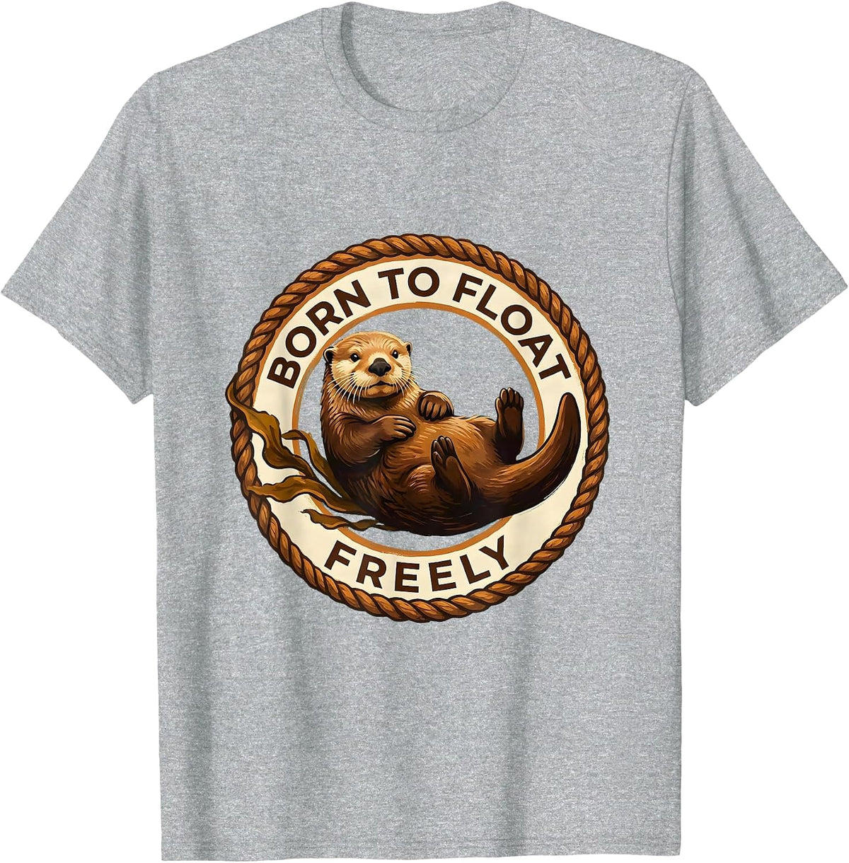 Men's Born to Float Freely Sea Otter Design T-Shirt - Heather Grey