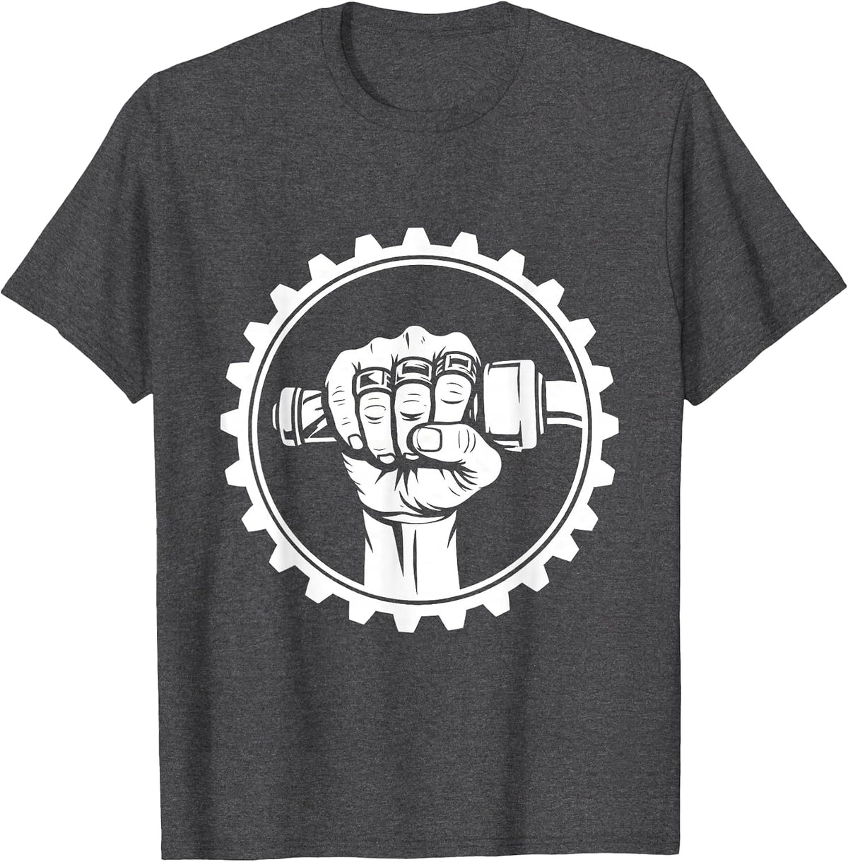 Biker Rings Throttle Grip Motorcycle Graphic T-Shirt - Dark Heather Grey