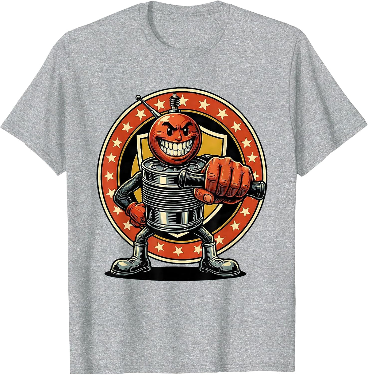 Men's Full Throttle Grip Motorcycle Rider Graphic Tee T-Shirt - Heather Grey