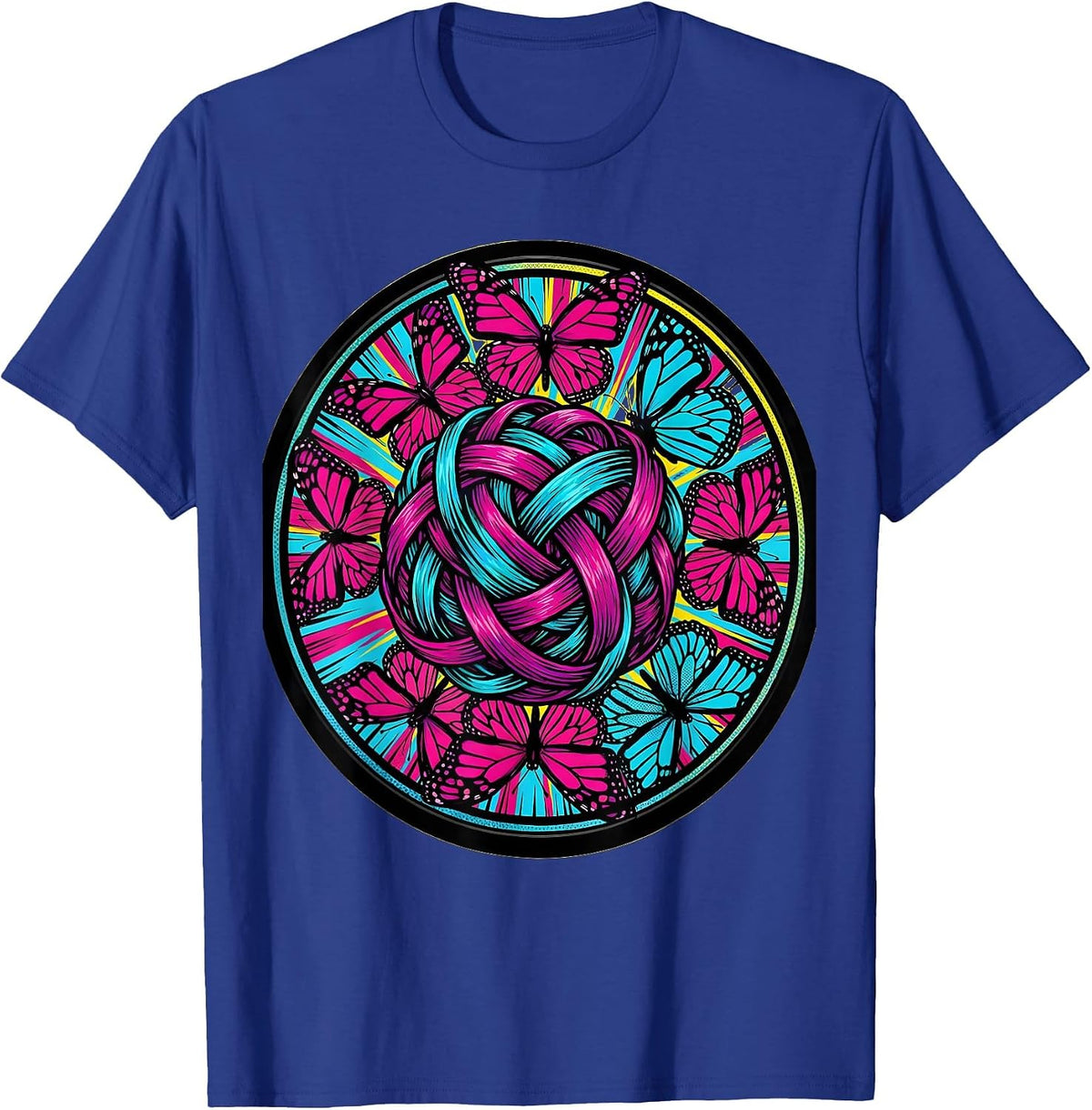 Dyslexia Awareness Tangled Letters Butterfly Art T-Shirt - Royal Blue