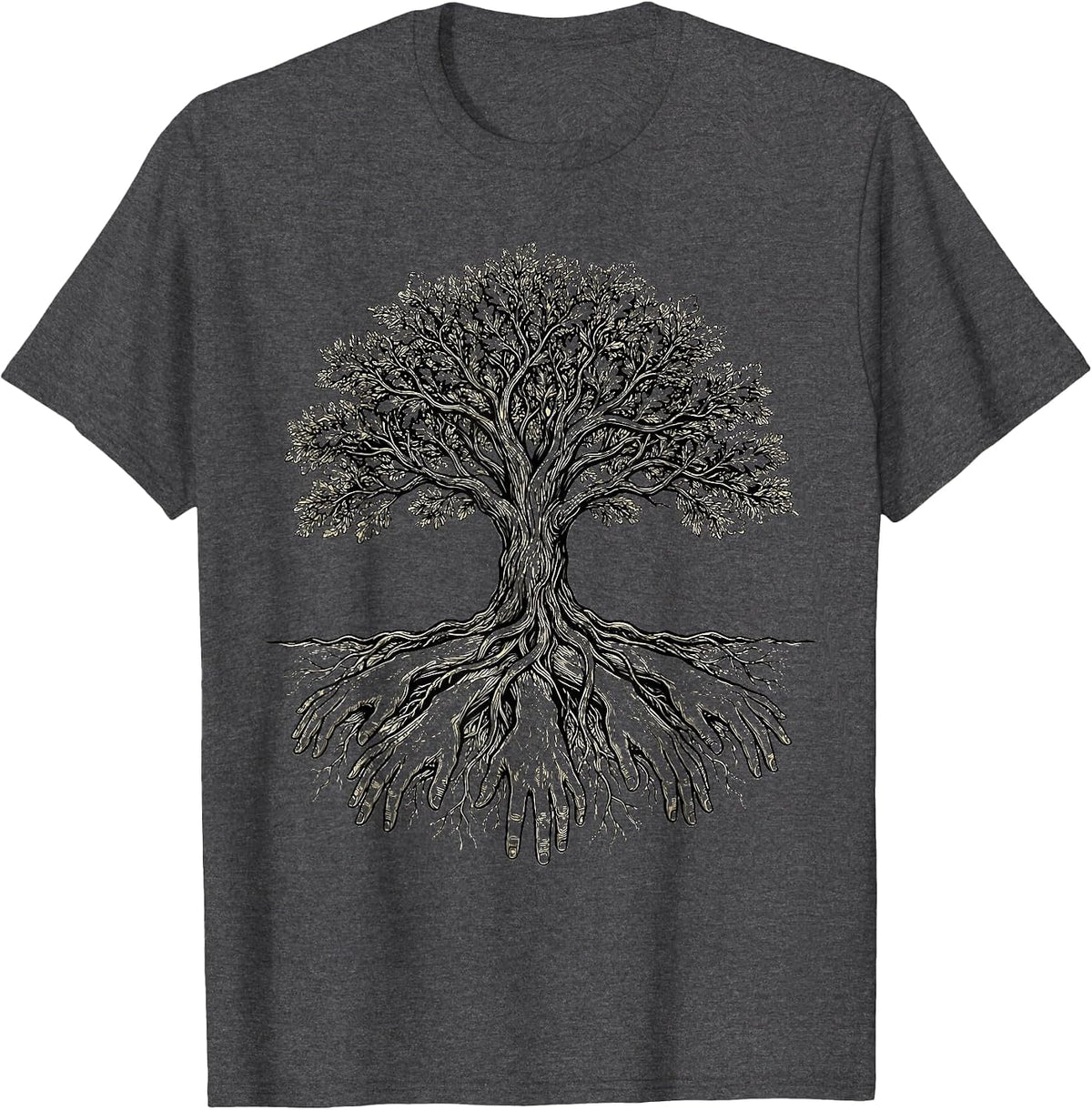 Men's Special Education Tree With Hand Roots Design T-Shirt - Dark Heather Grey