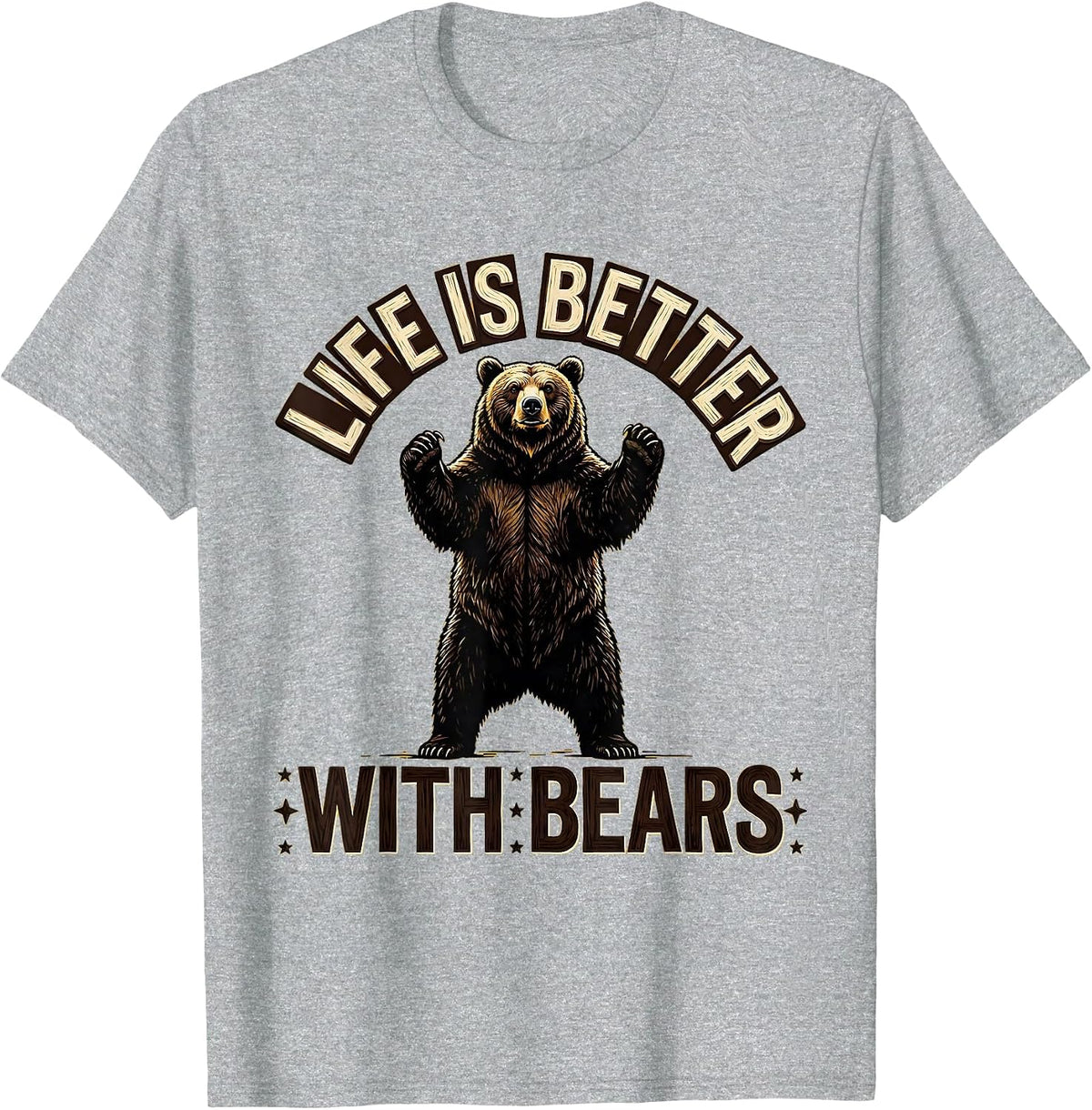 Men's Life Is Better With Bears Nature Lover Design T-Shirt - Heather Grey