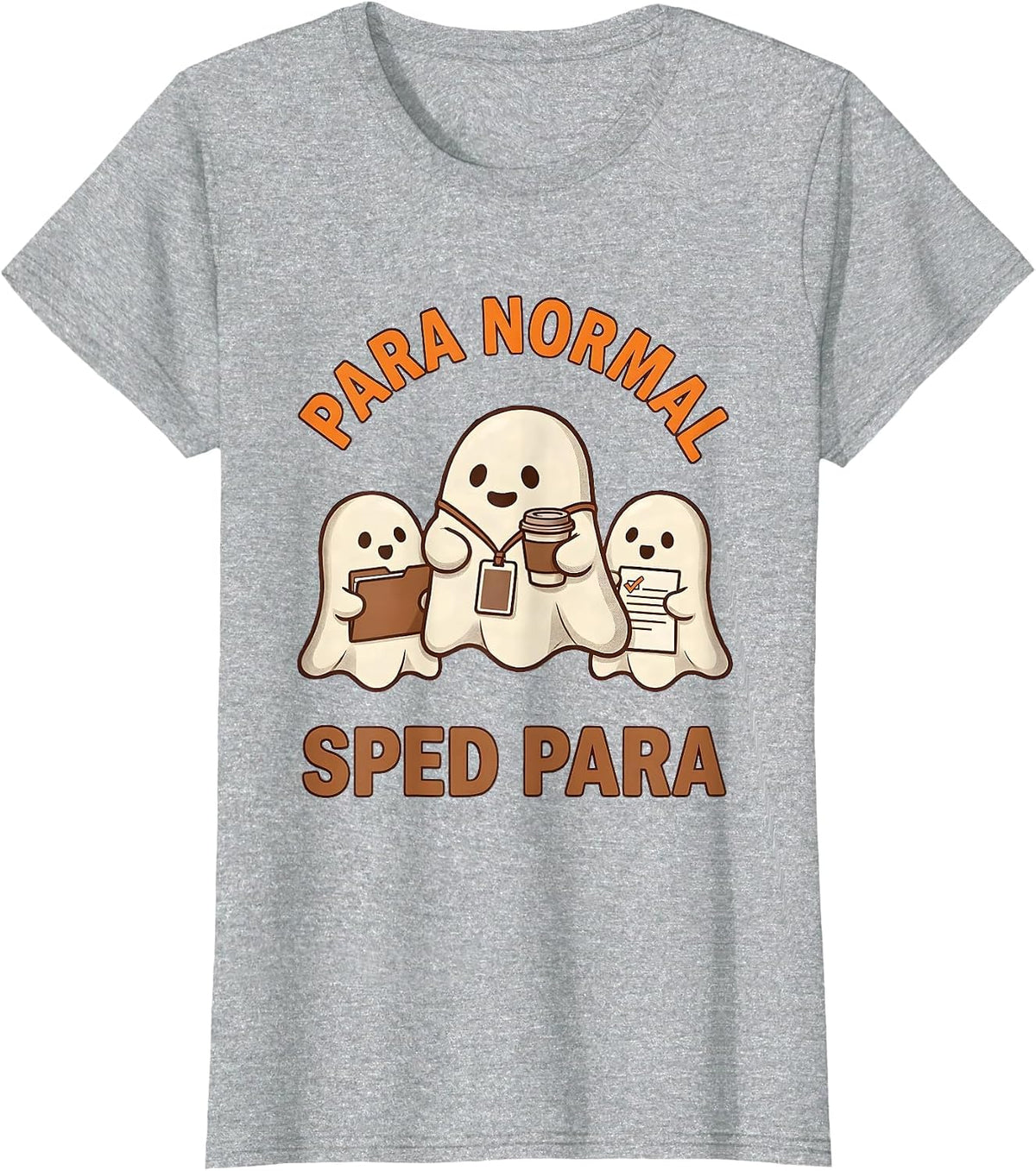 Women's Para Normal SPED Para Ghost Pun Humor Halloween Teacher T-Shirt - Heather Grey