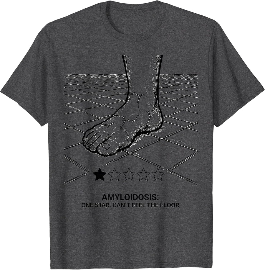 Men's Amyloidosis: One Star, Can't Feel the Floor Warrior T-Shirt - Dark Heather Grey