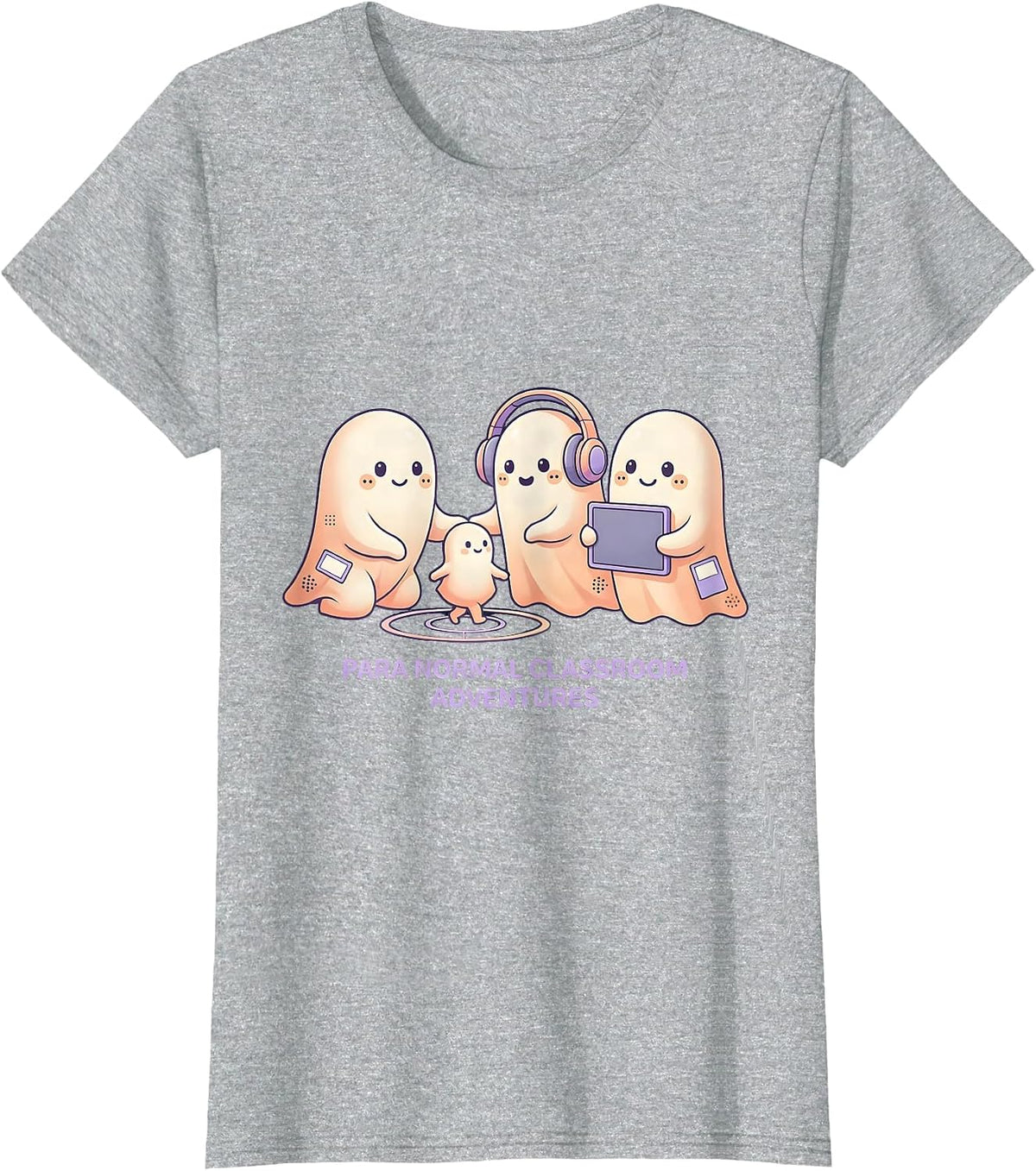 Para Normal Classroom Adventures Cute Kawaii Ghost T-Shirt - Heather Grey
