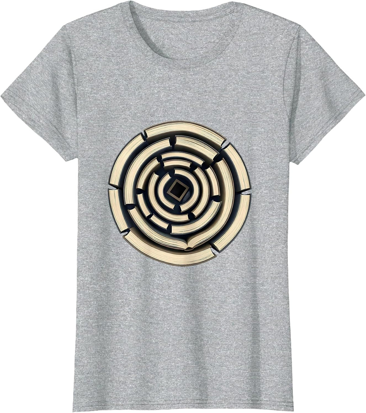 Dyslexia Awareness Books Spiral Labyrinth Maze Design T-Shirt - Heather Grey