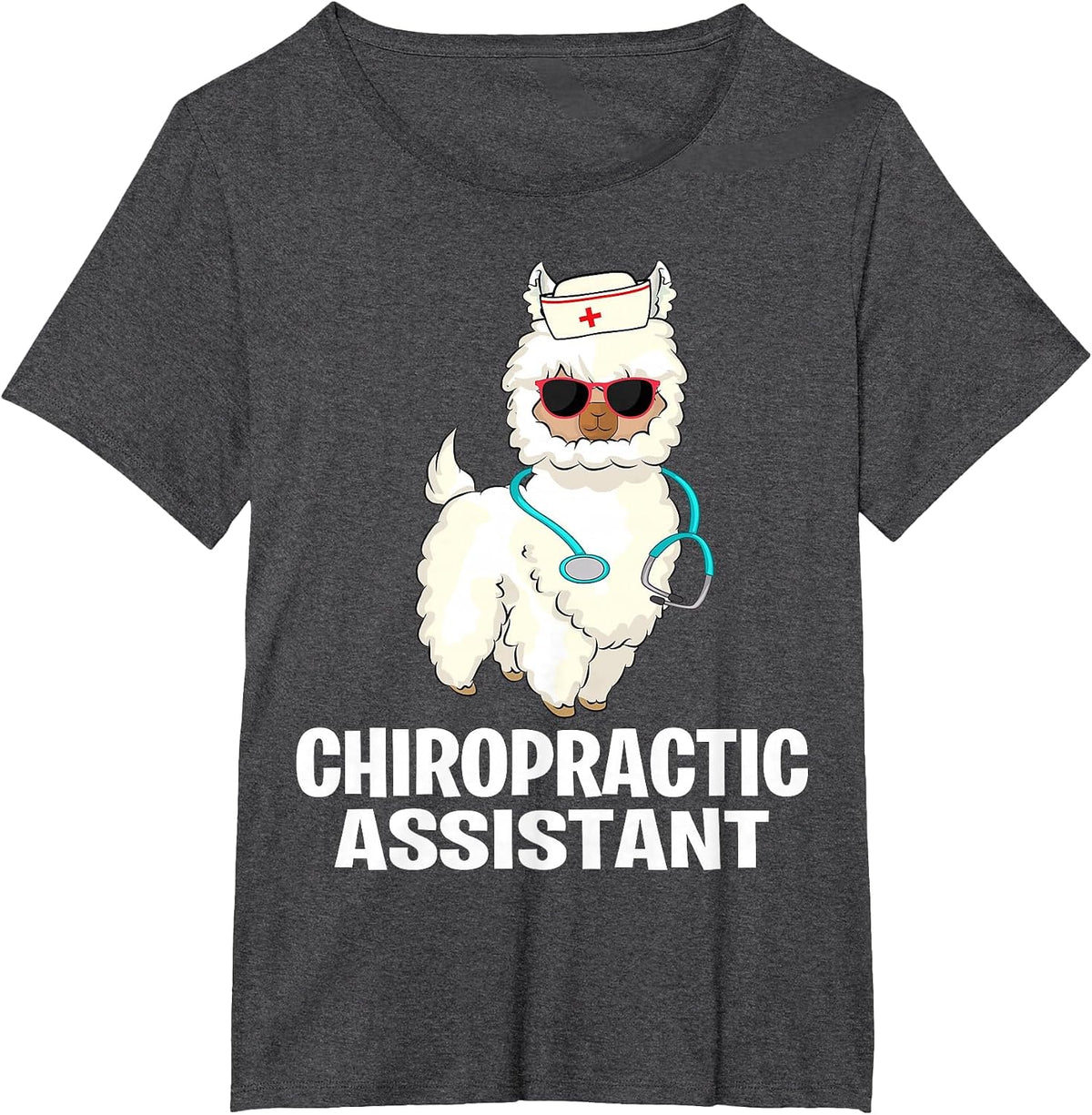Funny Chiropractic Care Assistant Llama Chiropractor Spine T-Shirt - Dark Heather Grey