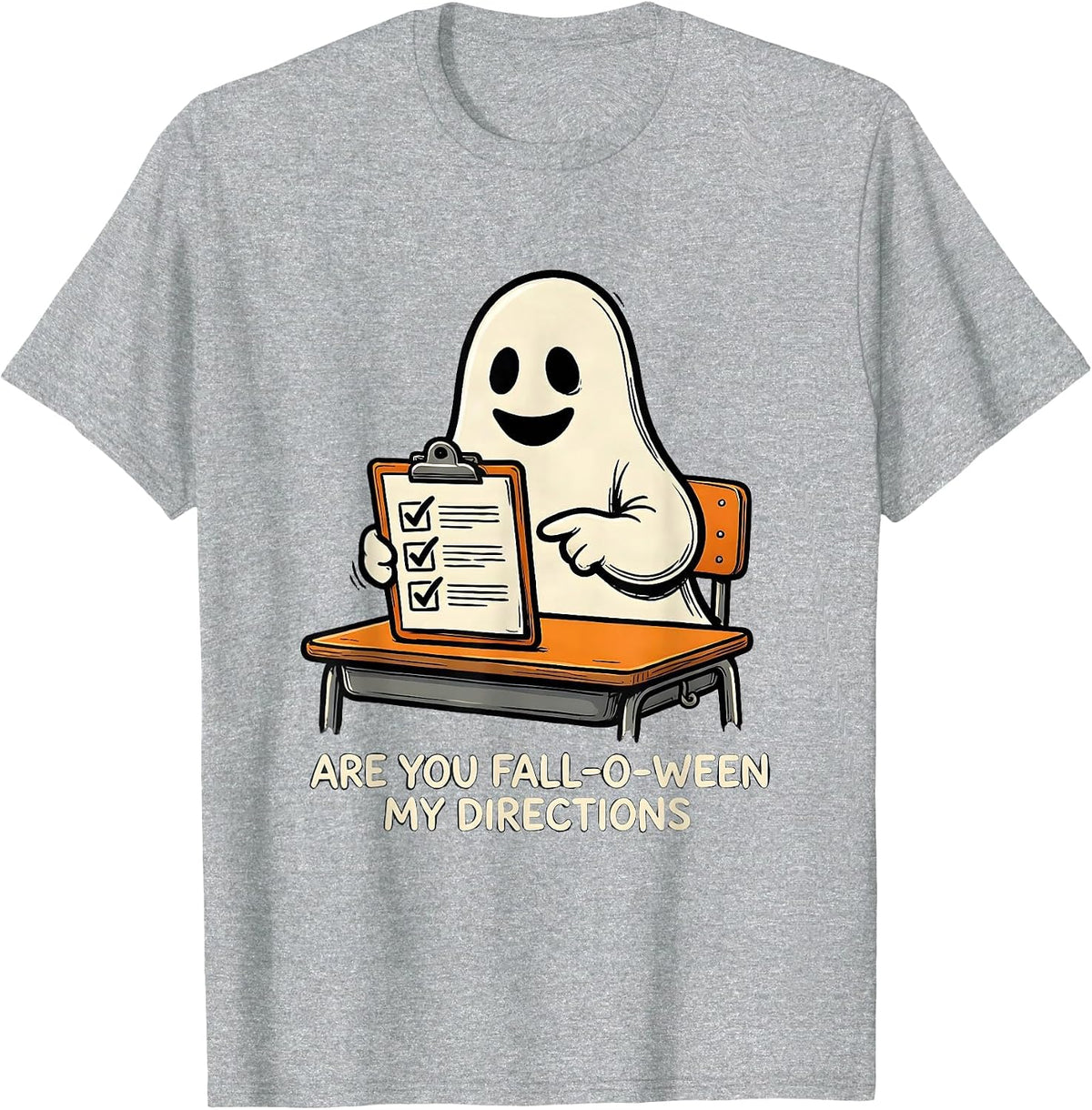 Men's Are You Fall-O-Ween My Directions Funny Teacher Halloween T-Shirt - Heather Grey