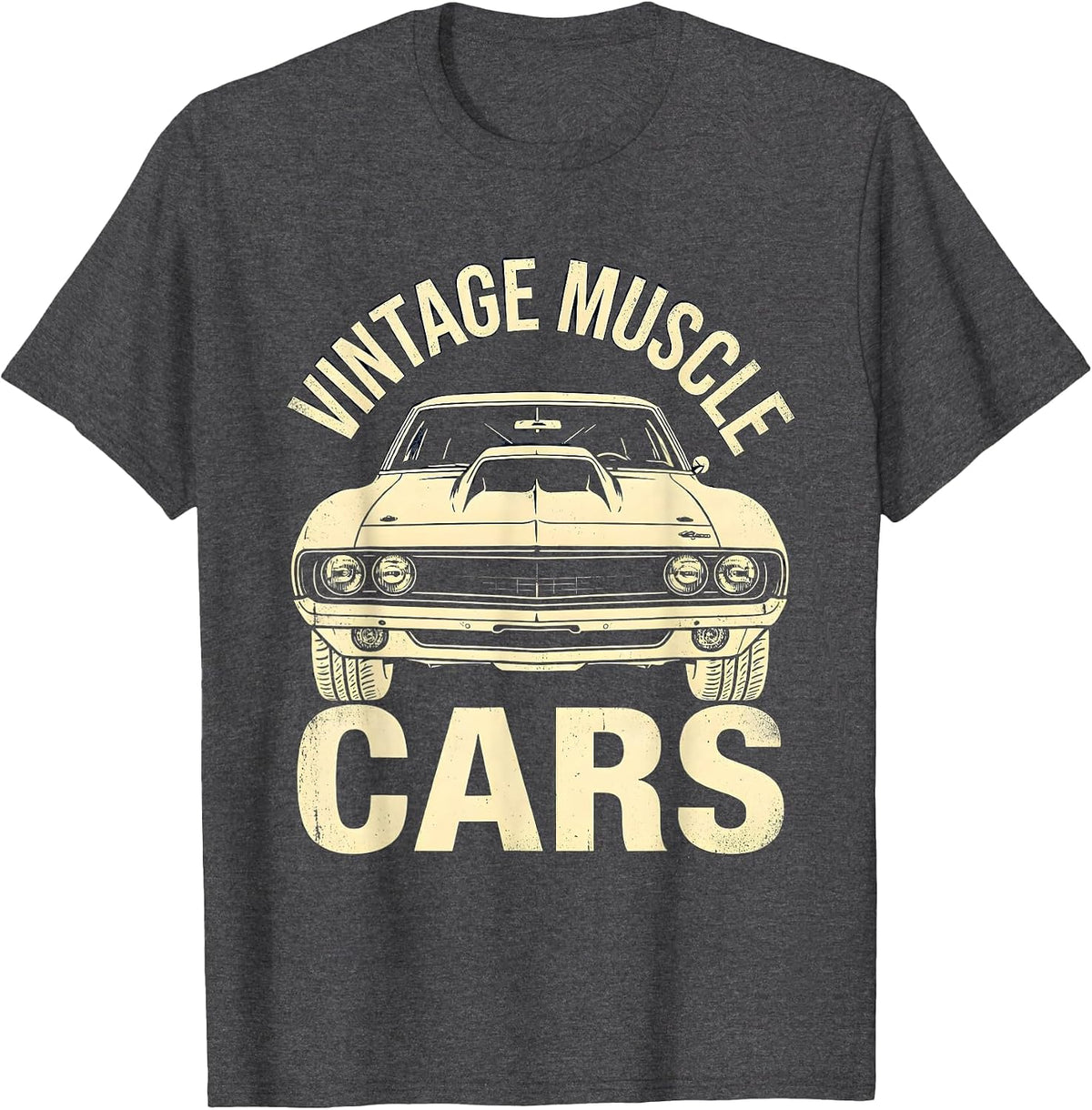 Vintage Muscle Cars Retro Racing Enthusiast Silhouette T-Shirt - Dark Heather Grey