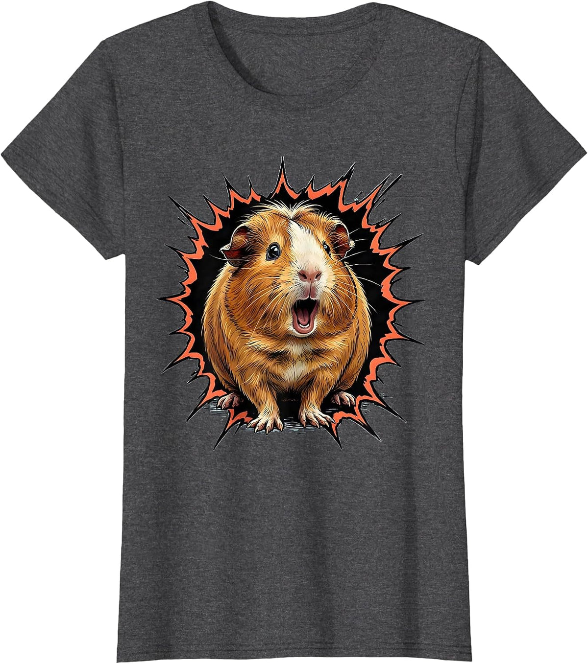 Women's Rounded Tailless Guinea Pig Funny Pet Lover Humor T-Shirt - Dark Heather Grey
