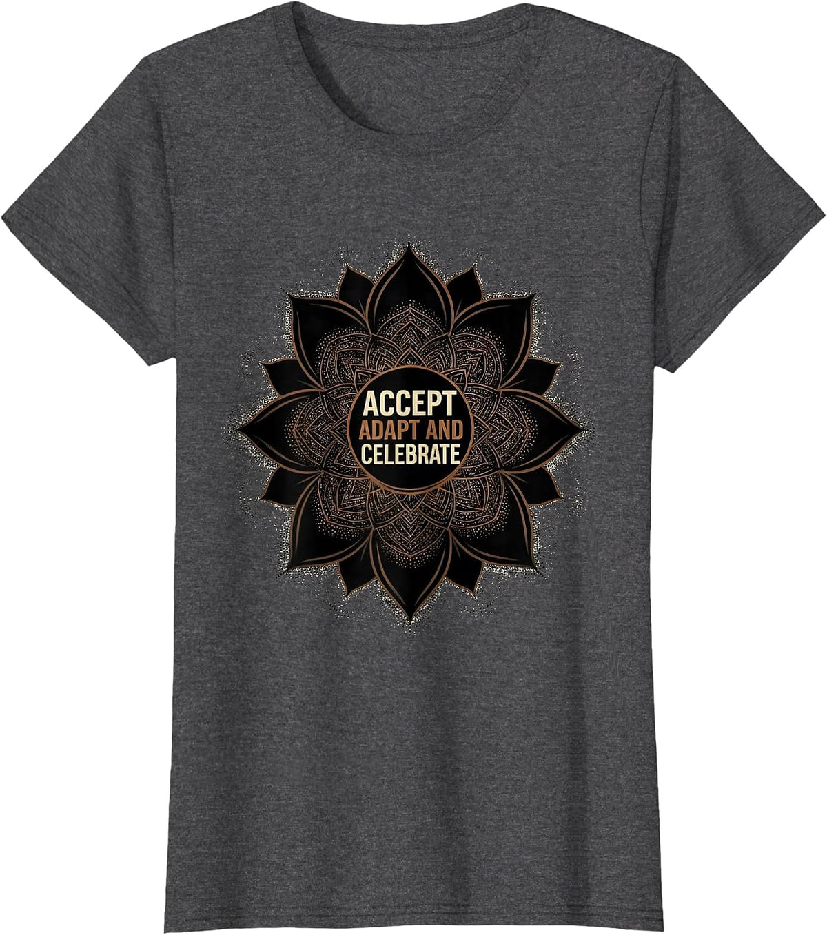 Women's Accept Adapt and Celebrate Autism Awareness Design T-Shirt - Dark Heather Grey