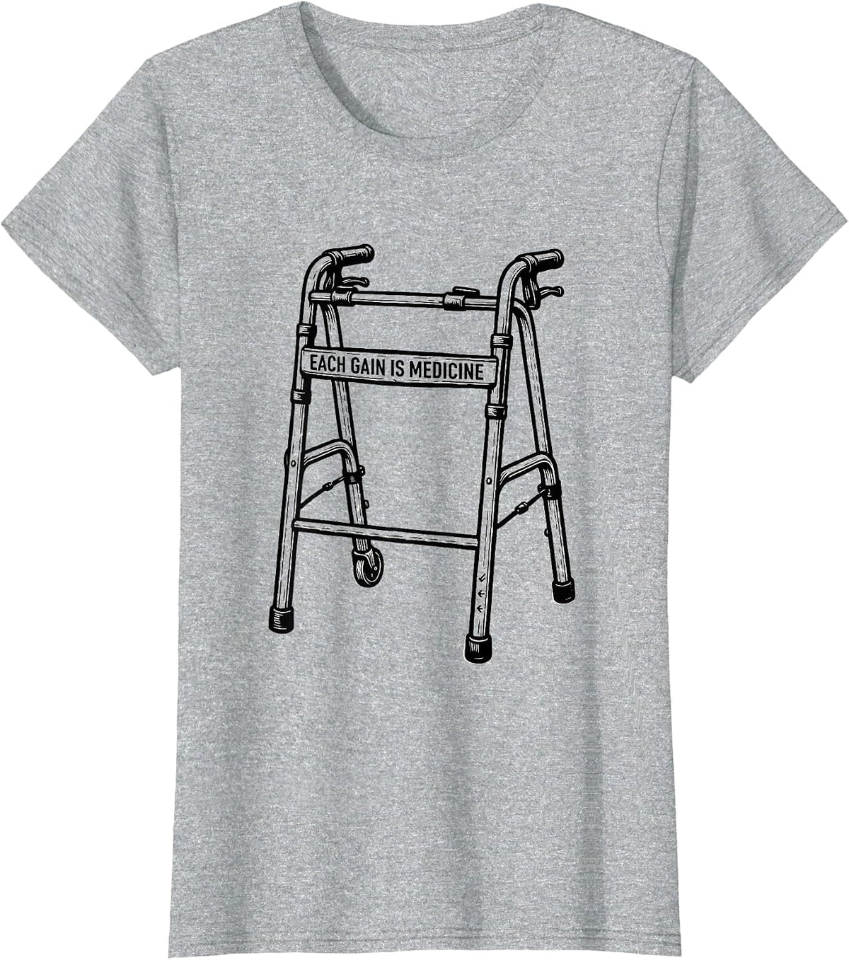 Each Gain Is Medicine Line Art Physical Therapy PT Gift T-Shirt - Heather Grey