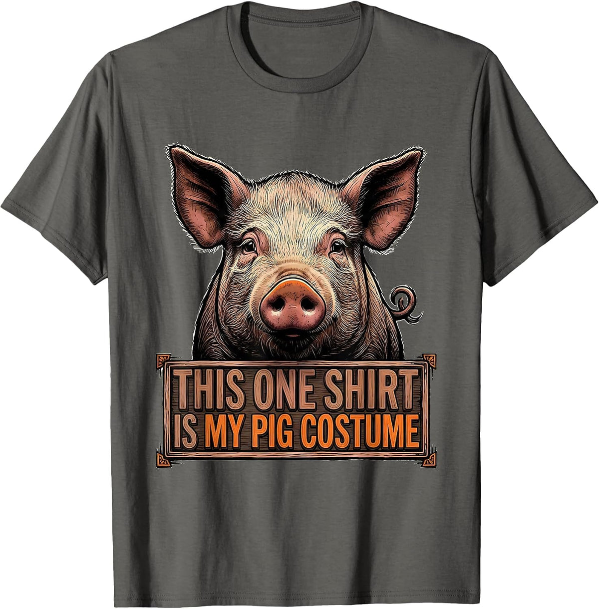 Men's This One Shirt Is My Pig Costume Funny Halloween Pig Lover T-Shirt - Asphalt Grey