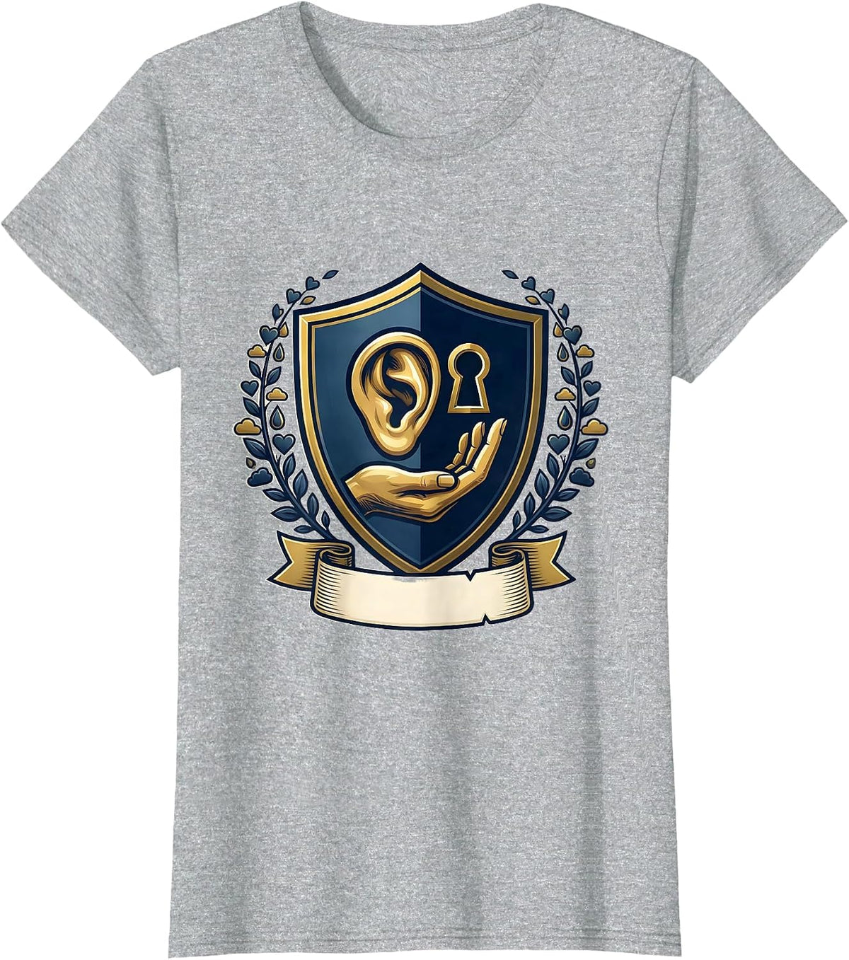 Emblem Shield Crest Mental Health Counselor Therapist T-Shirt - Heather Grey