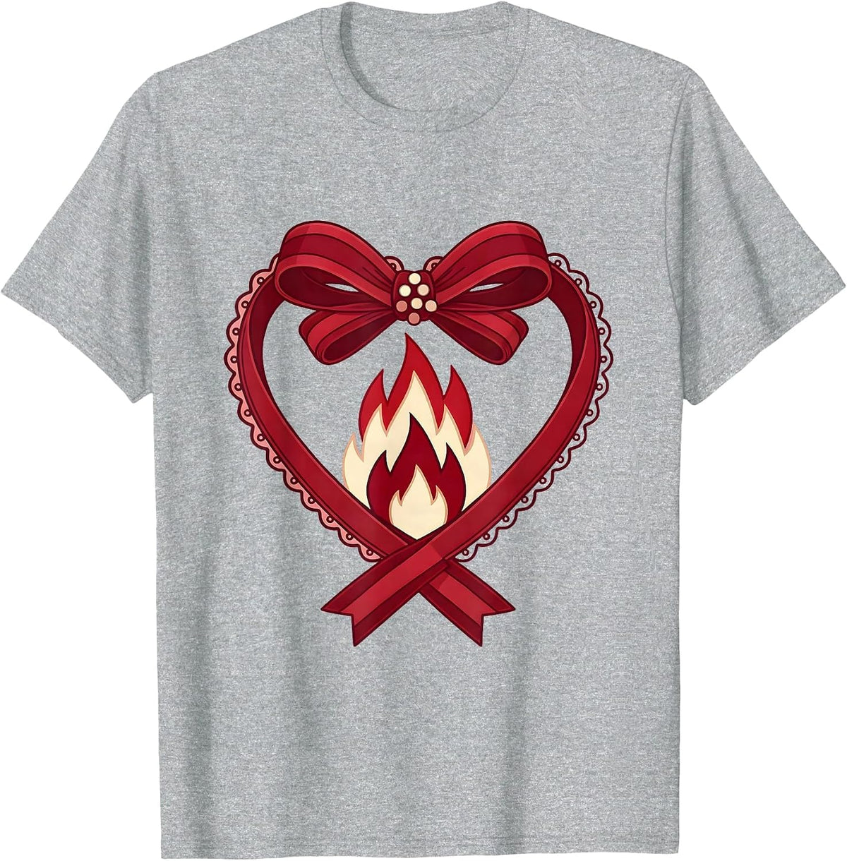 Men's I Heart Campfire Burning Heart Shape Design T-Shirt - Heather Grey