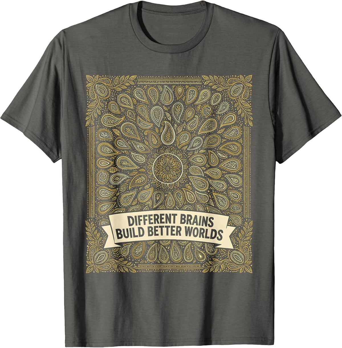 Different Brains Build Better Worlds Autism Design T-Shirt - Asphalt Grey