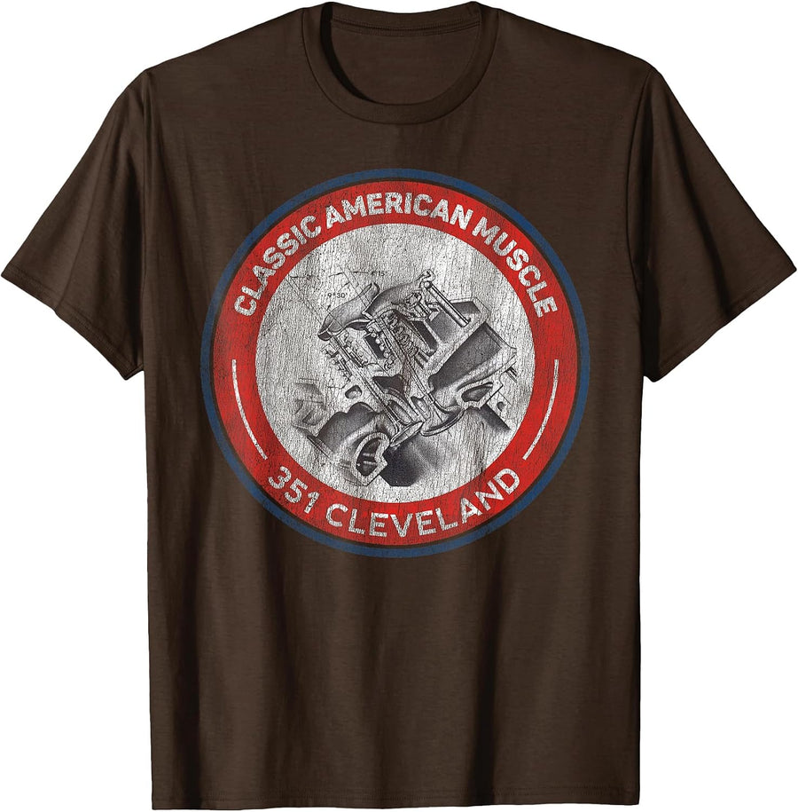 351 Cleveland Canted Valve Musclecar Retro Logo Tshirt T-Shirt - Brown