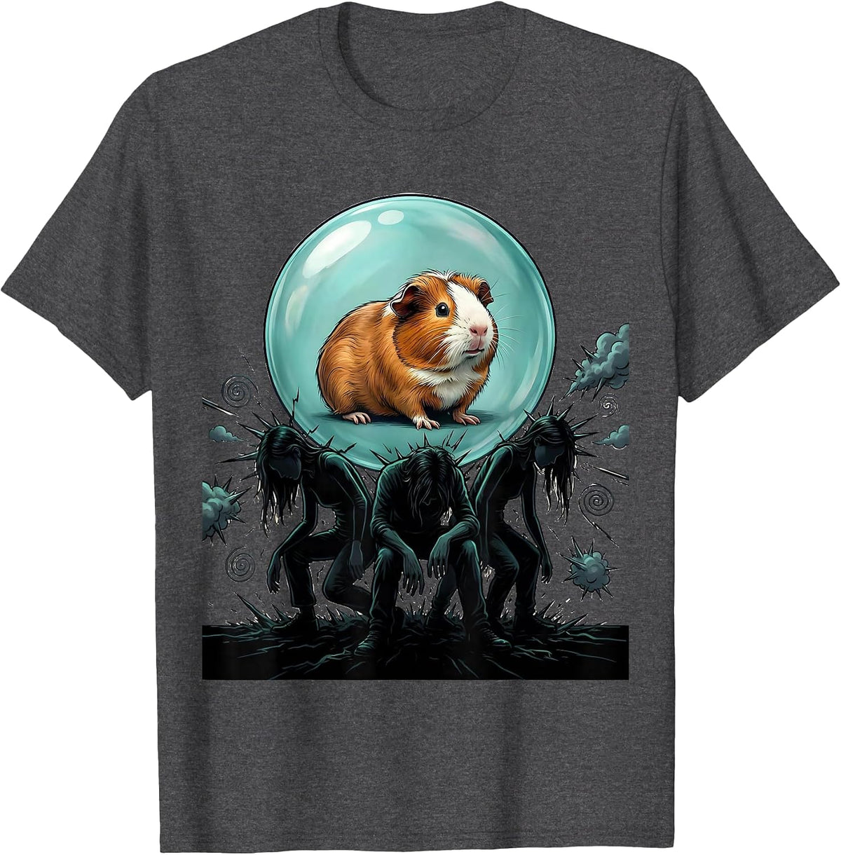 Guinea Pig Happy Calm Bubble Pet Lover Humor T-Shirt - Dark Heather Grey