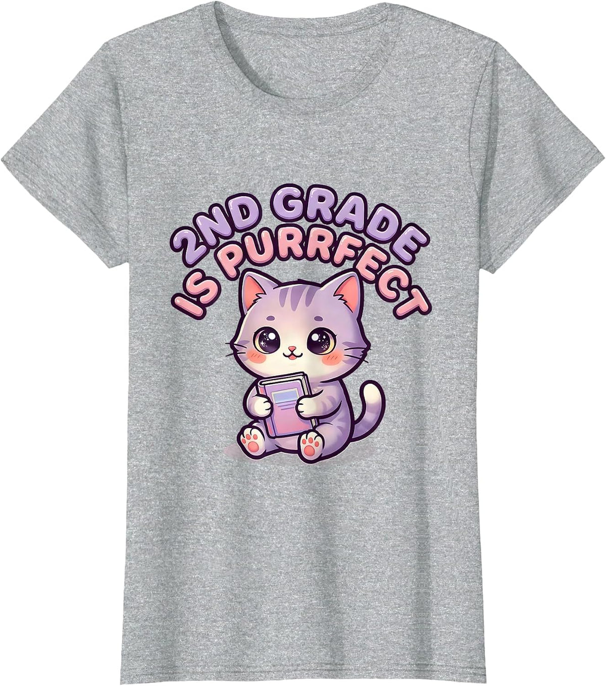 2nd Grade Is Purrfect Cute Kawaii Kitten Back To School T-Shirt - Heather Grey