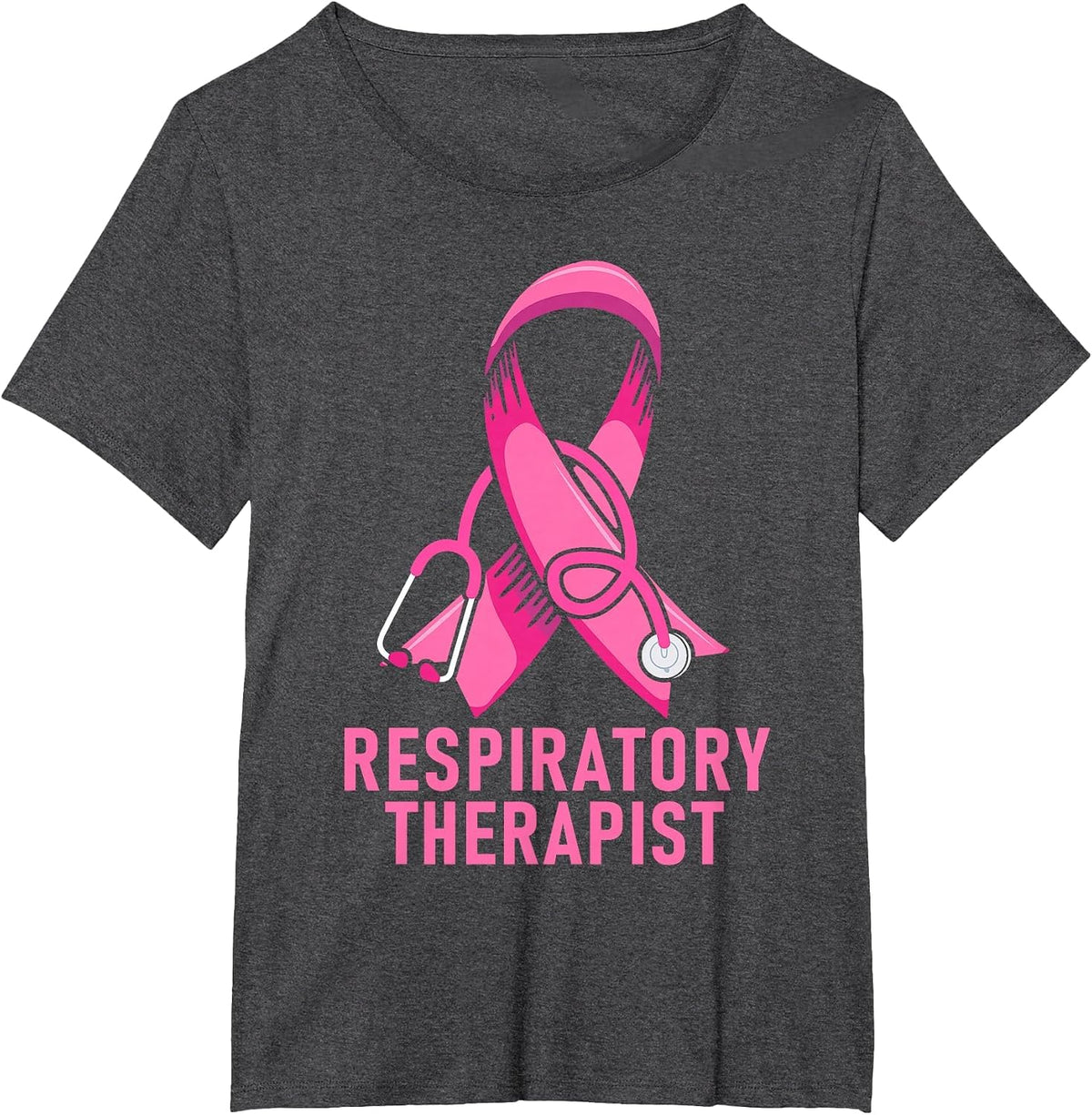 Respiratory Therapist Stethoscope Pink RT Life Breast Cancer T-Shirt - Dark Heather Grey