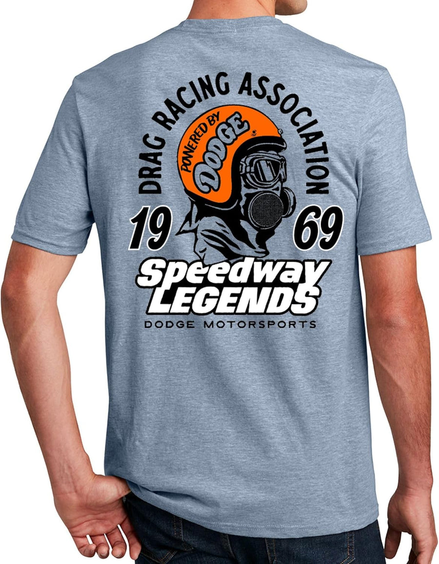 Men’s Dodge Speedway Legends T-Shirt 1969 Racing Graphic | Flint Blue Heather Vintage Dodge Tee - Flint Blue Heather