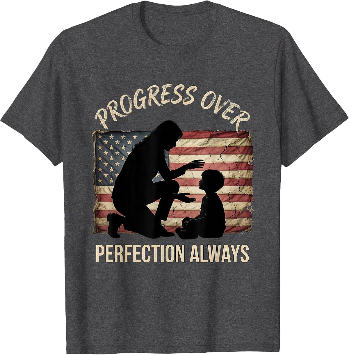 Progress Over Perfection Special Education Teacher T-Shirt - Dark Heather Grey