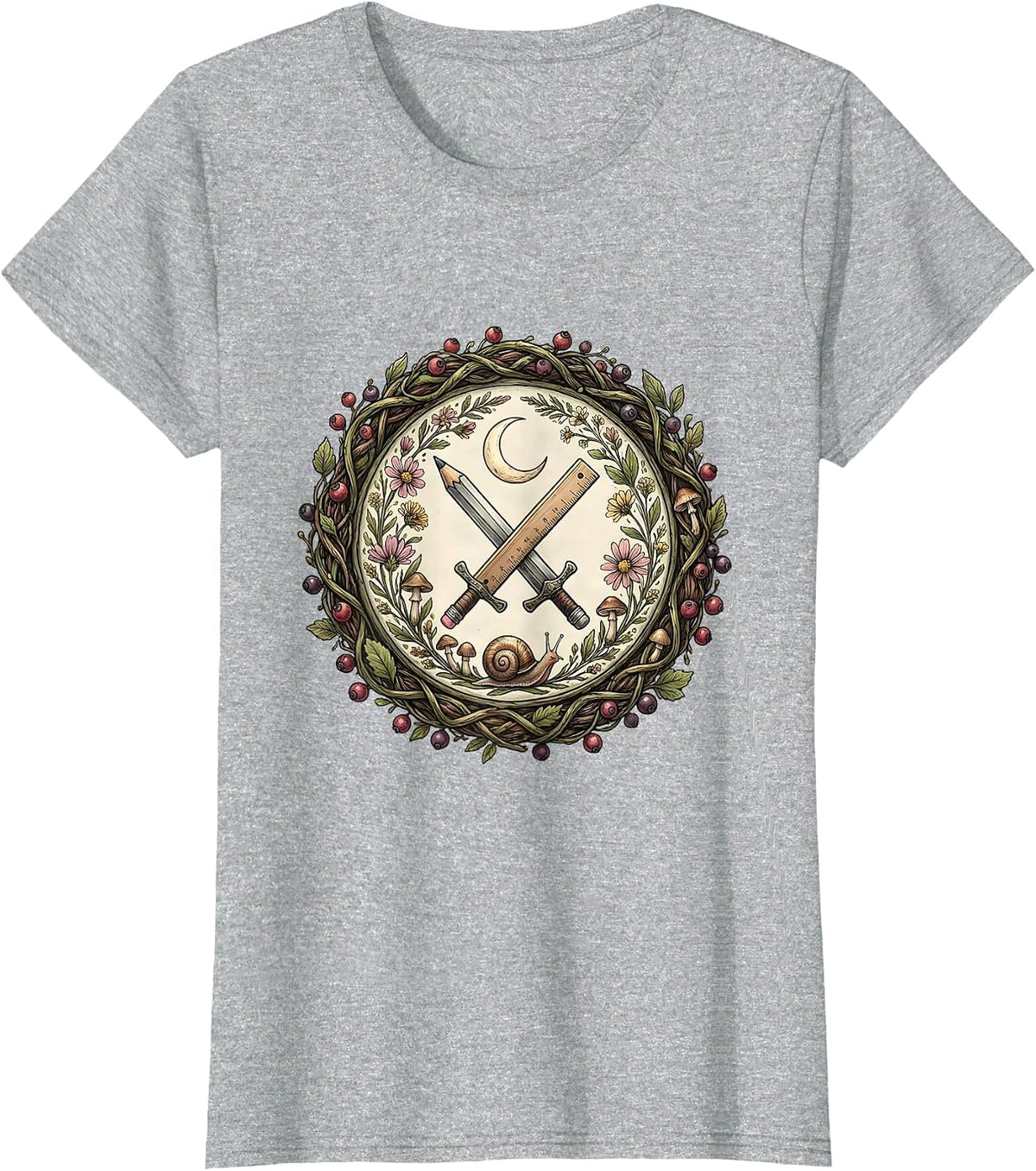 Special Education Teacher Pencil Ruler Crossed Swords T-Shirt - Heather Grey