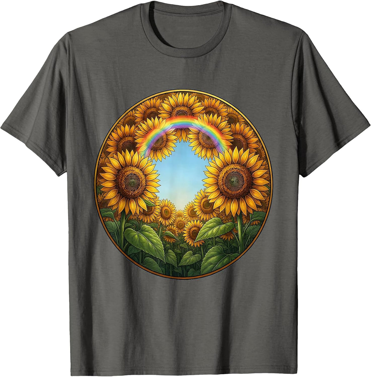 Autism Awareness Sunflower Field Looking Up T-Shirt - Asphalt Grey