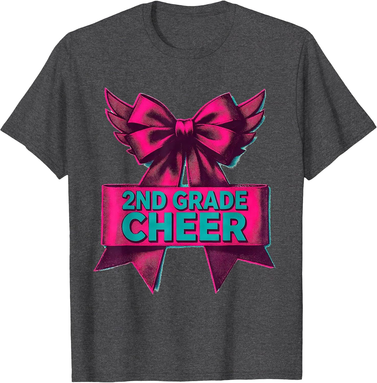 2nd Grade Cheer Coquette Bow Back to School Second Grade T-Shirt - Dark Heather Grey