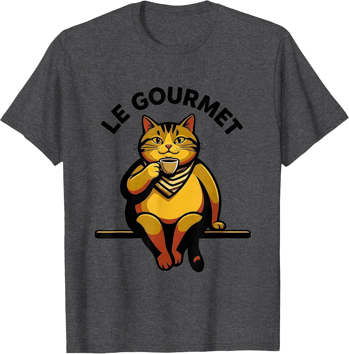 Le Gourmet Funny Francophile Cat Lover Gift for French T-Shirt - Dark Heather Grey