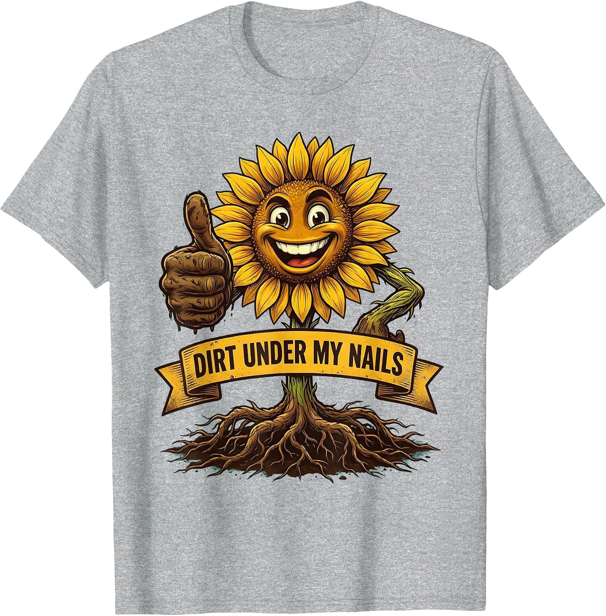 Men's Dirt Under My Nails Flower Gardener Design T-Shirt - Heather Grey