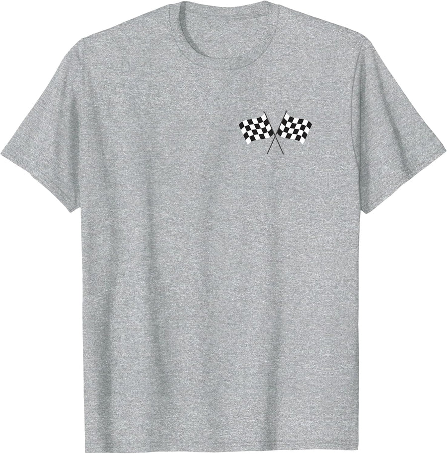 Car Racing Checkered Flag Race Flag Black and White Checker T-Shirt - Heather Grey