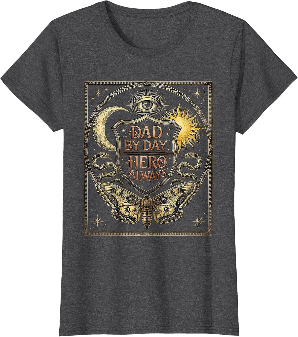 Women's Dad By Day Hero Always Graphic Design T-Shirt - Dark Heather Grey