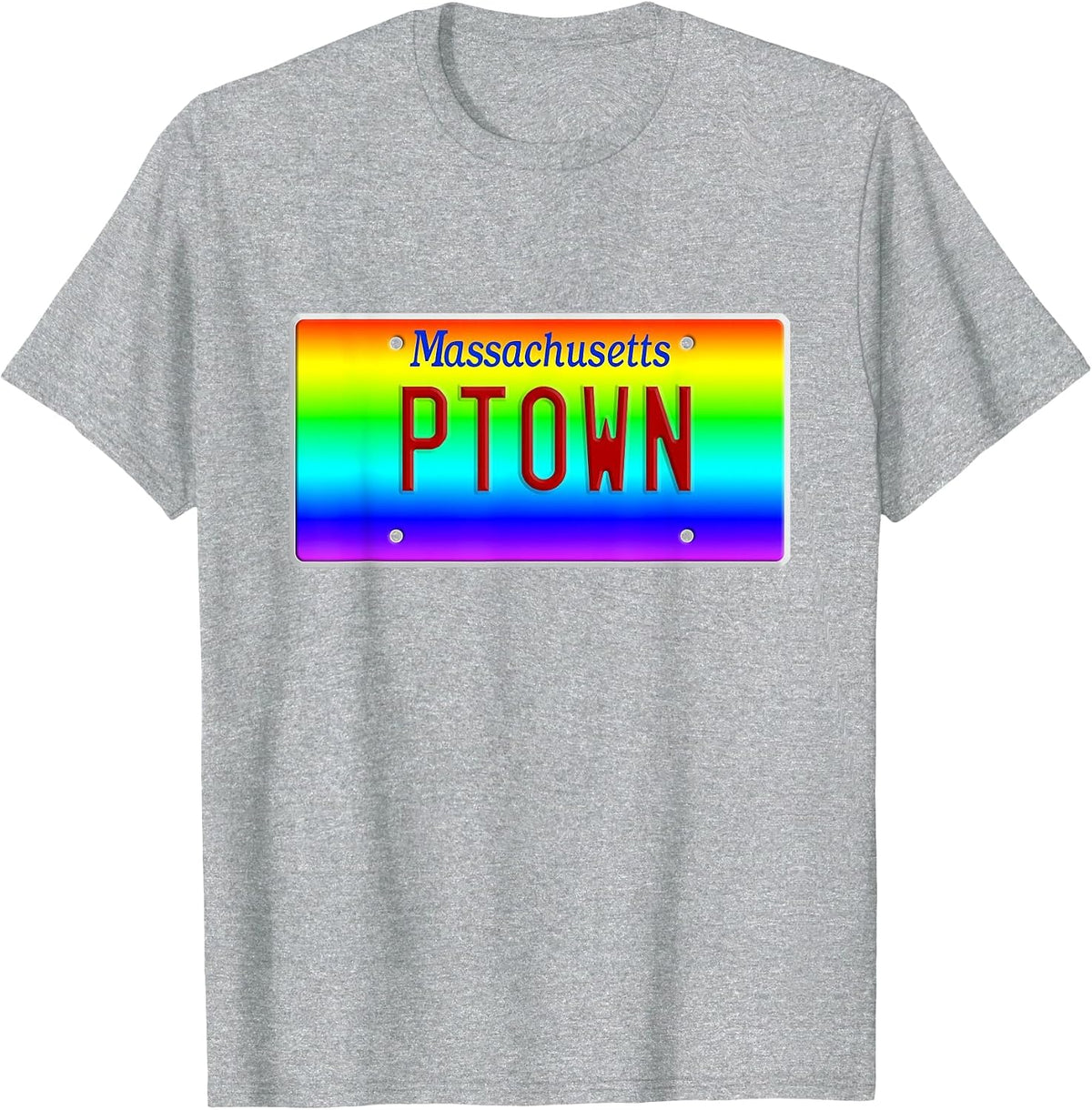 PTown Provincetown Cape Cod Massachusetts LGBT Rainbow Pride T-Shirt - Heather Grey