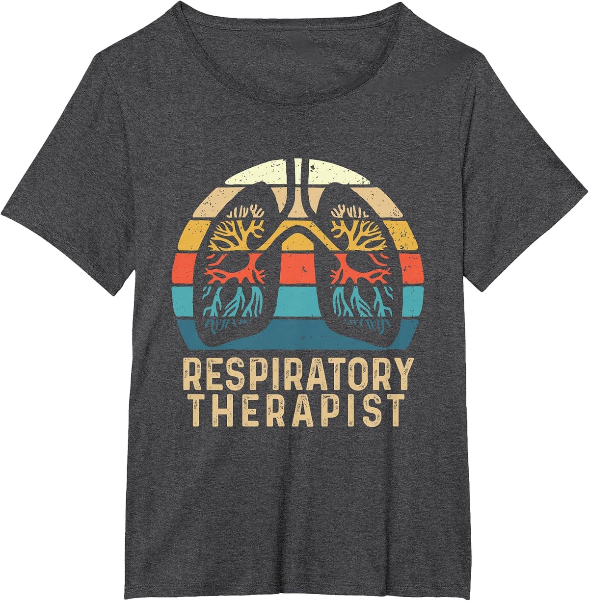Respiratory Therapist - Retro Vintage Lungs Pulmonology RT T-Shirt - Dark Heather Grey
