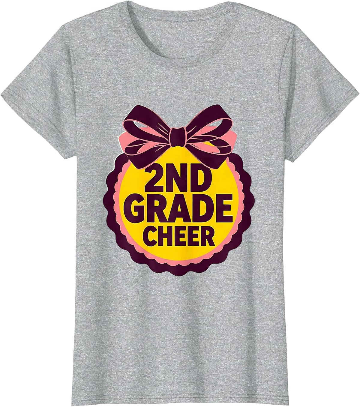 2nd Grade Cheer Coquette Bow Back to School Second Grade T-Shirt - Heather Grey