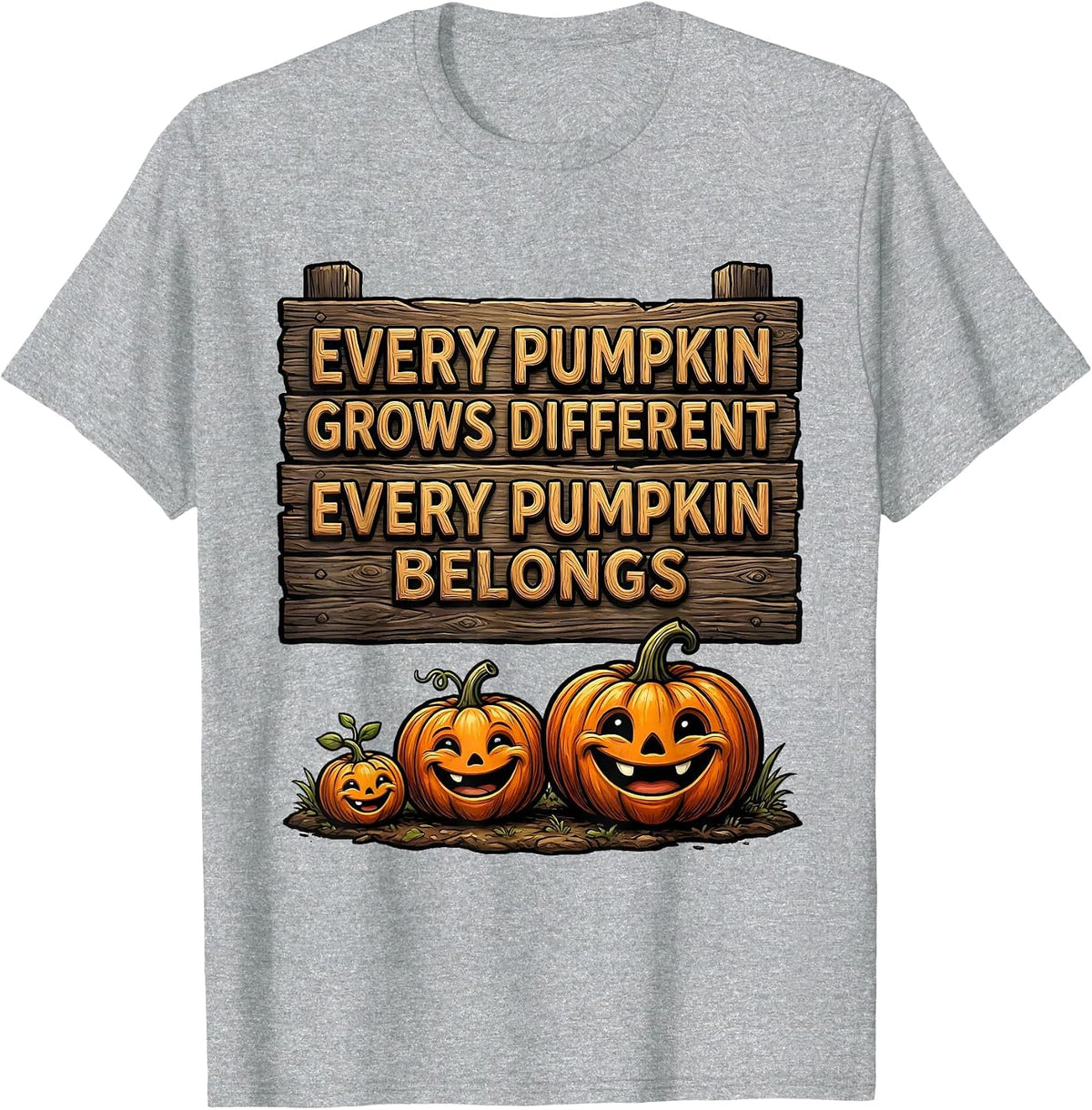 Men's Every Pumpkin Grows Different Every Pumpkin Belongs Teacher T-Shirt - Heather Grey