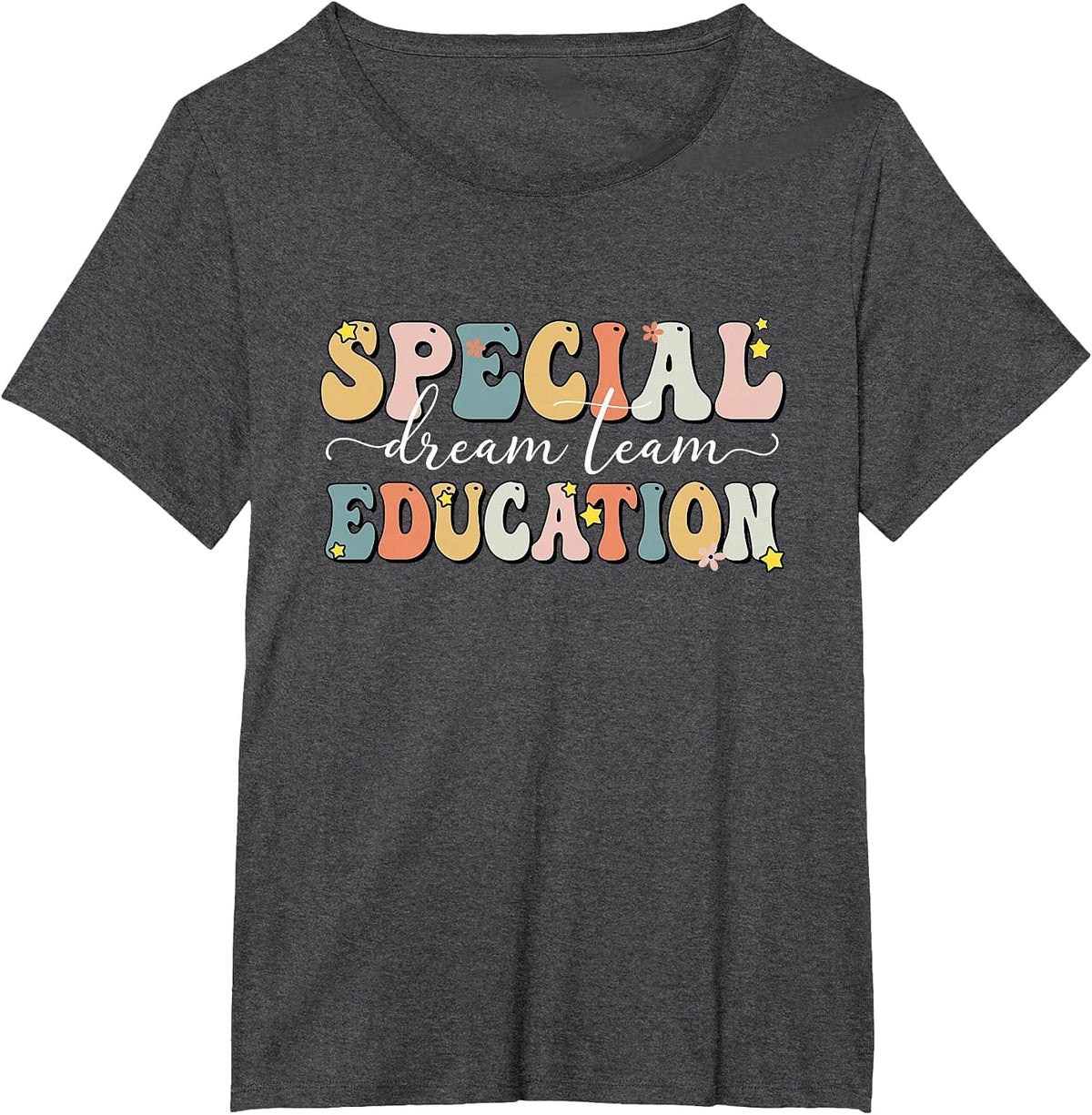 Retro Special Education Squad Groovy Dream Team SPED Teacher T-Shirt - Dark Heather Grey