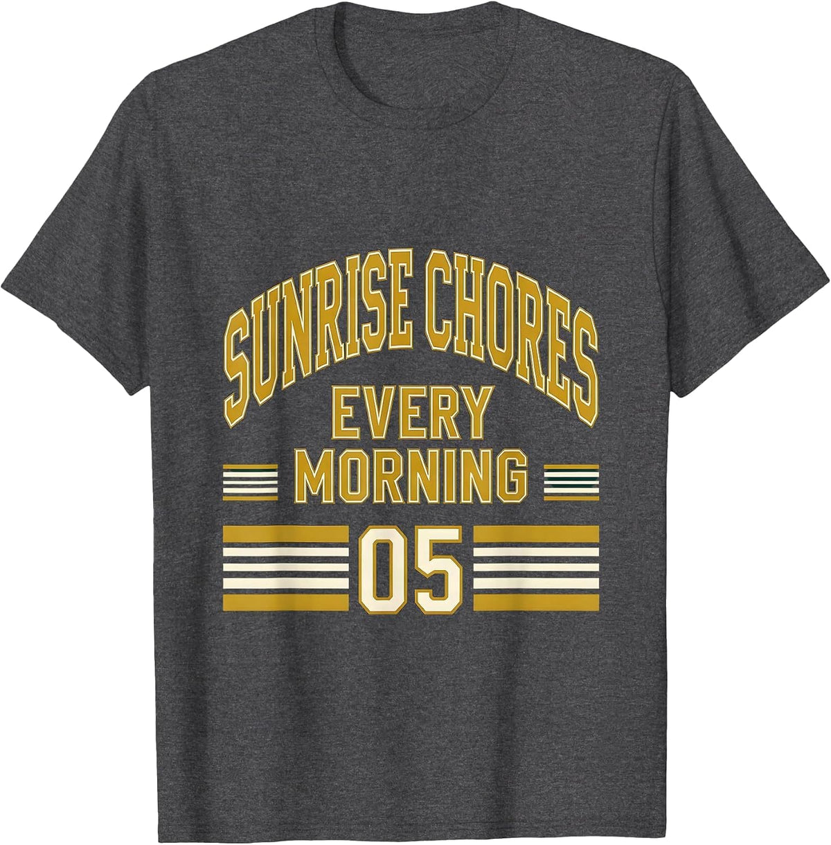 Men's Sunrise Chores Every Morning Country Life Design T-Shirt - Dark Heather Grey